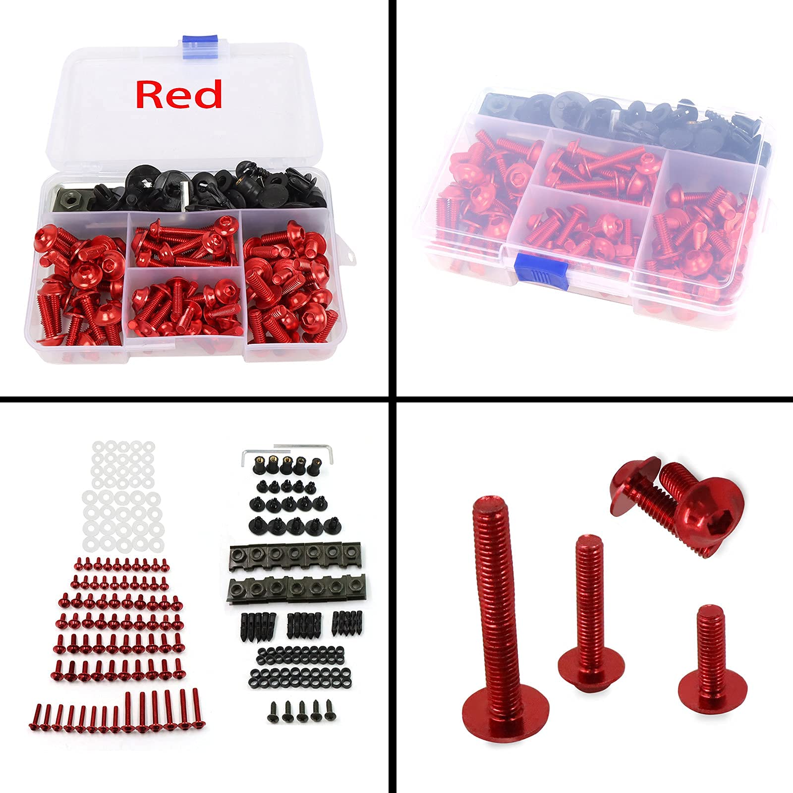 Worldmotop Fairing Bolt Kit Screws Fasteners Universal Compatible with Yamaha Honda Kawasaki Suzuki BMW,Fairing Bolt Kits Metric