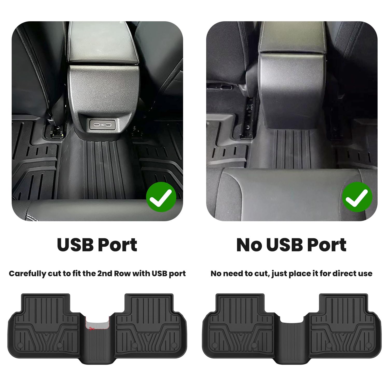 Lasfit Floor Mats And Trunk Mat For Honda Civic 2025 2024 2023 2022 Sedan (Fits Rear Seats With Or Without Usb Ports), All Weath