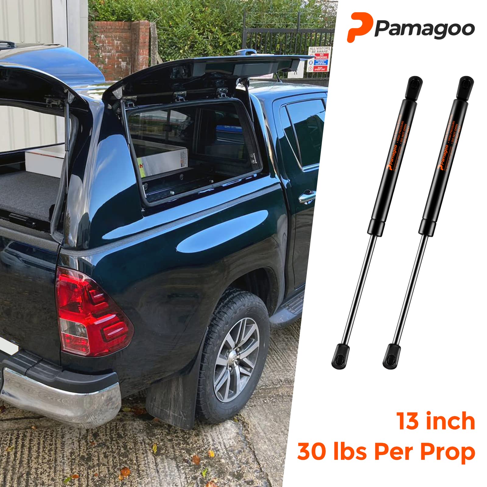 Pamagoo C16-04464 13 Inch Gas Shock 30 Lb 133 N Per Prop, Gas Strut Spring Lift For Snugtop A.R.E Atc Leer Camper Shell Topper Rear Window Canopy Cap (2 Pack)