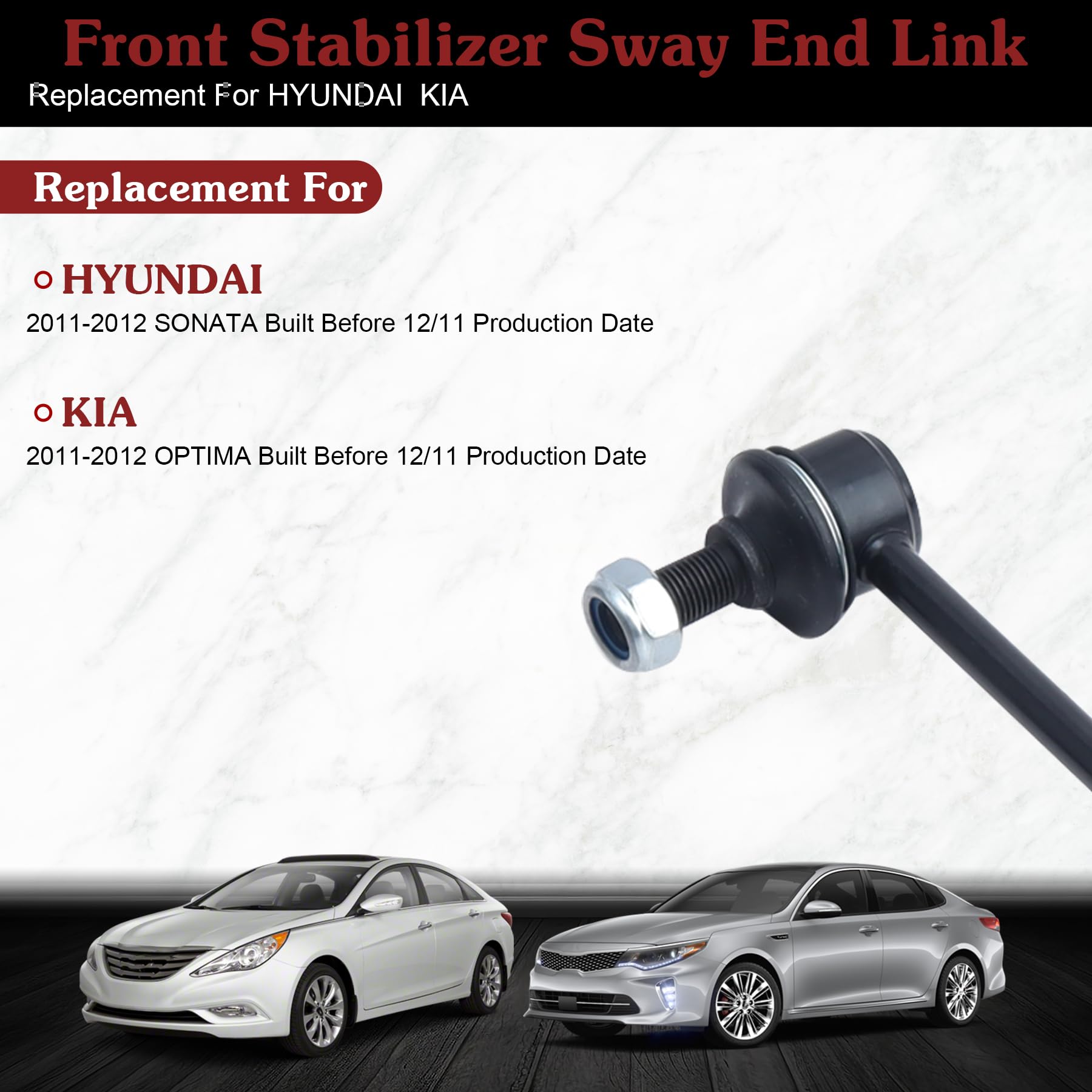 Stiueoav K750610 K750611 Sway Bar Link - Front Stabilizer End Link Compatible With 2011-2012 Sonata?2011-2012 Optima
