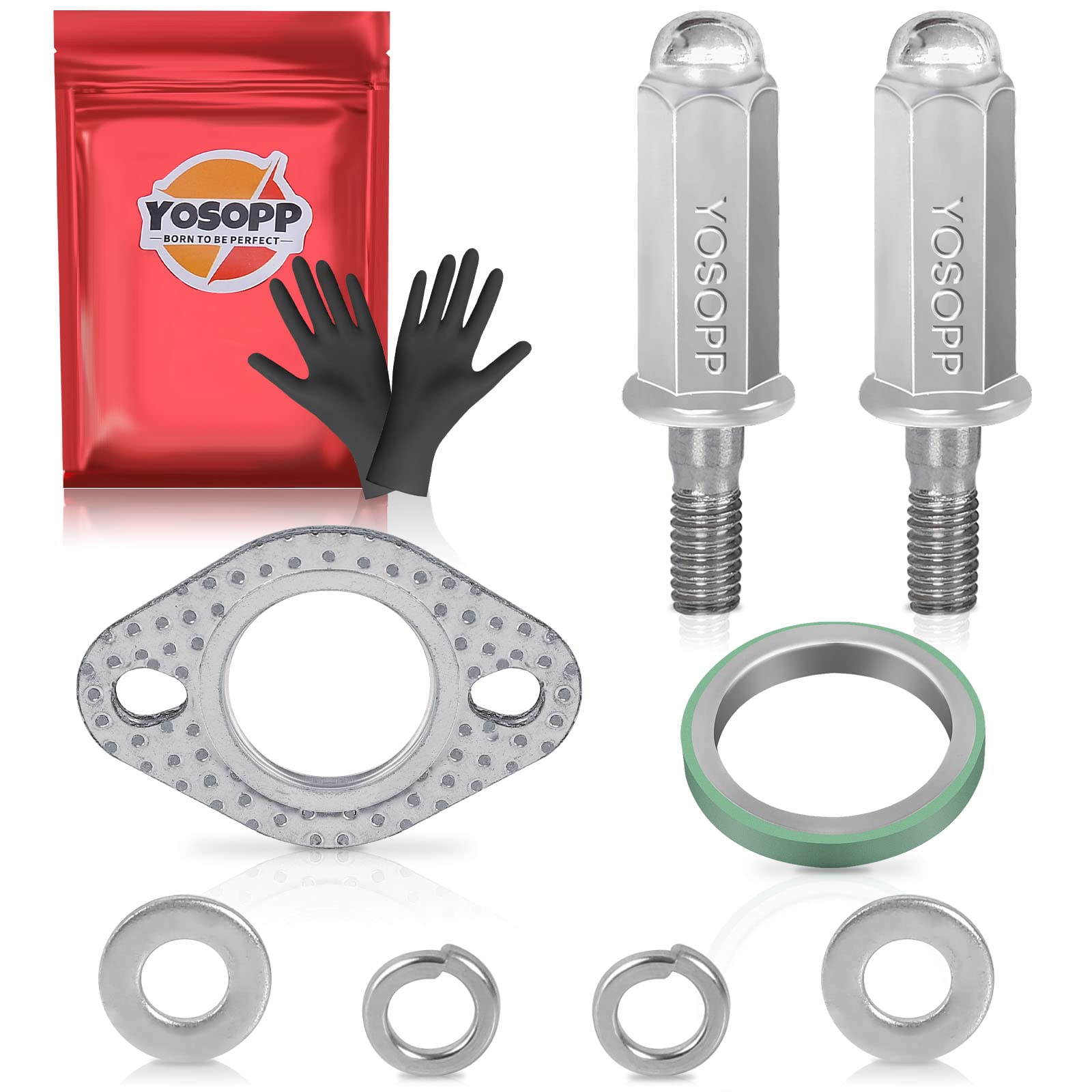 YOSOPP GY6 Exhaust Bolt Nuts Exhaust Gasket for Scooters ATVs GMB139 Engine Moped Quad 4 Wheeler Dune Buggy Go Karts Taotao Sunl