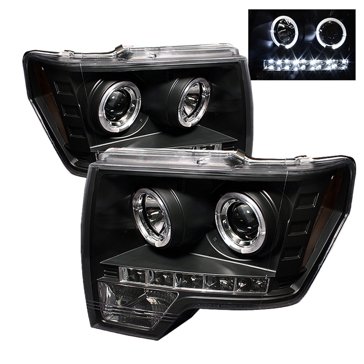 Spyder Auto Projector Headlights - Halogen - Led Halo - Led - Black - High H1 - Low H1 5010230
