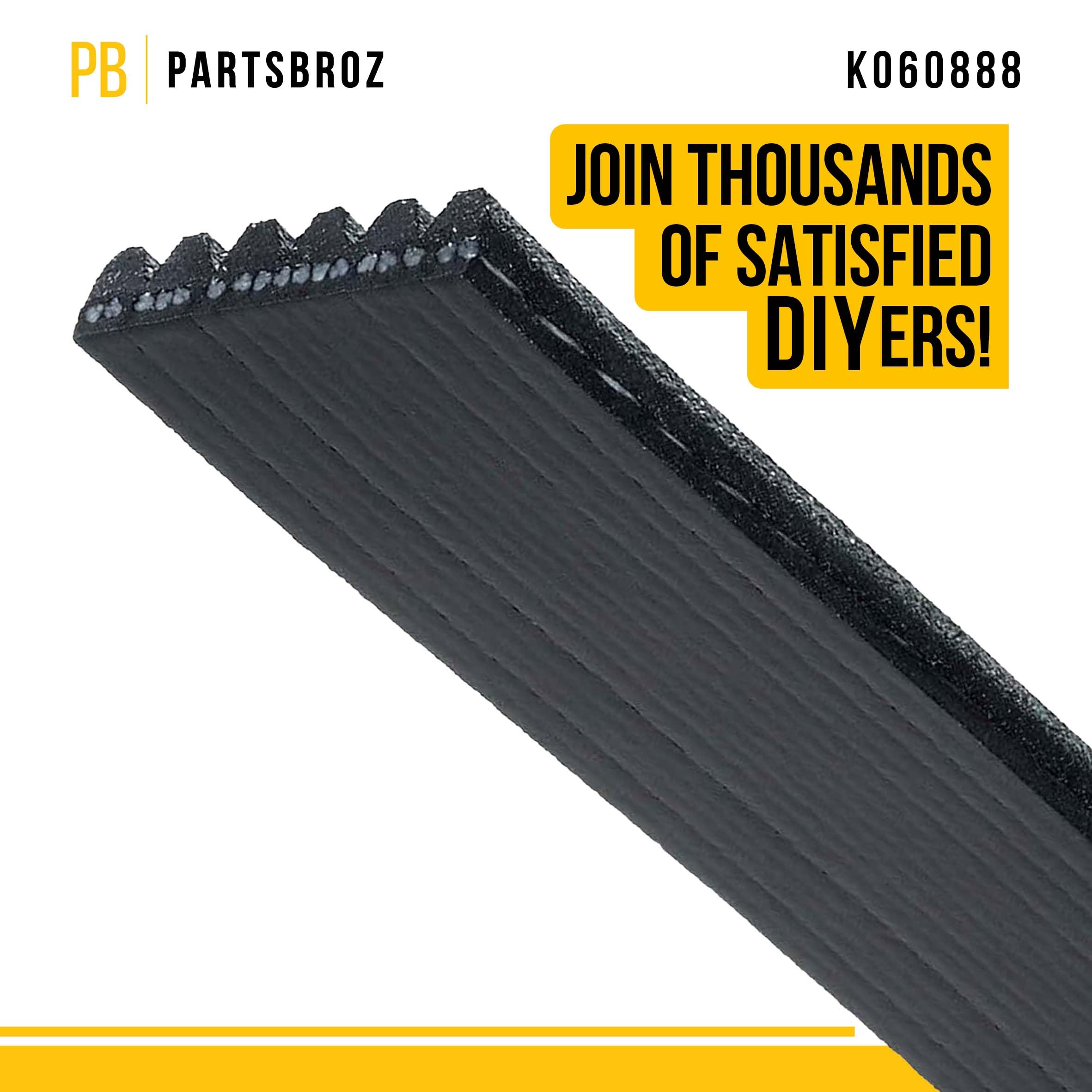 Partsbroz K060888 Micro-V Serpentine Drive Belt - Compatible With Gates Dayco Bando Acdelco Goodyear Continental Masterpro - Rep