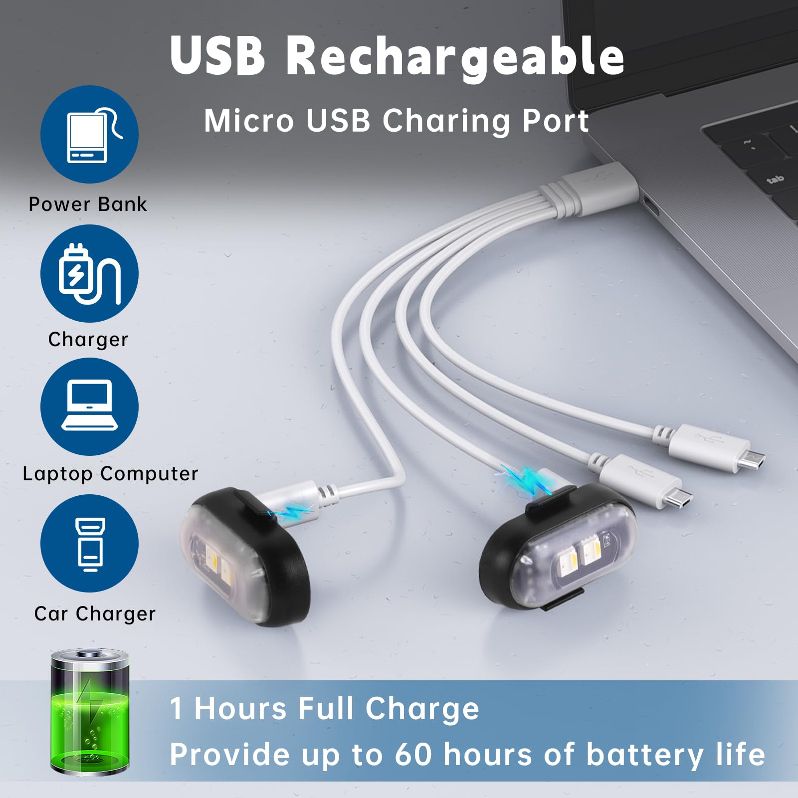 4Pcs Wireless Led Strobe Lights With Remote Control,8 Colors Waterproof Anti-Collision Usb Charing Led Warning Light, High Brigh