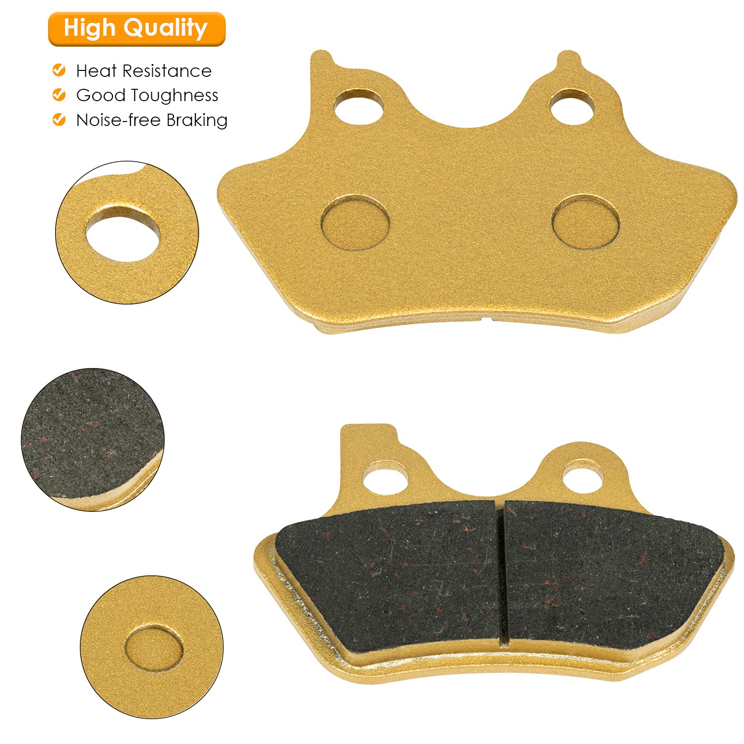 Brake Pads Heavy-Duty Ceramics For Harley Davidson 2000-2007 Touring Flhtcu-I Electra Glide Ultra, 2 Front + 1 Rear Replacement Brake Pads Set