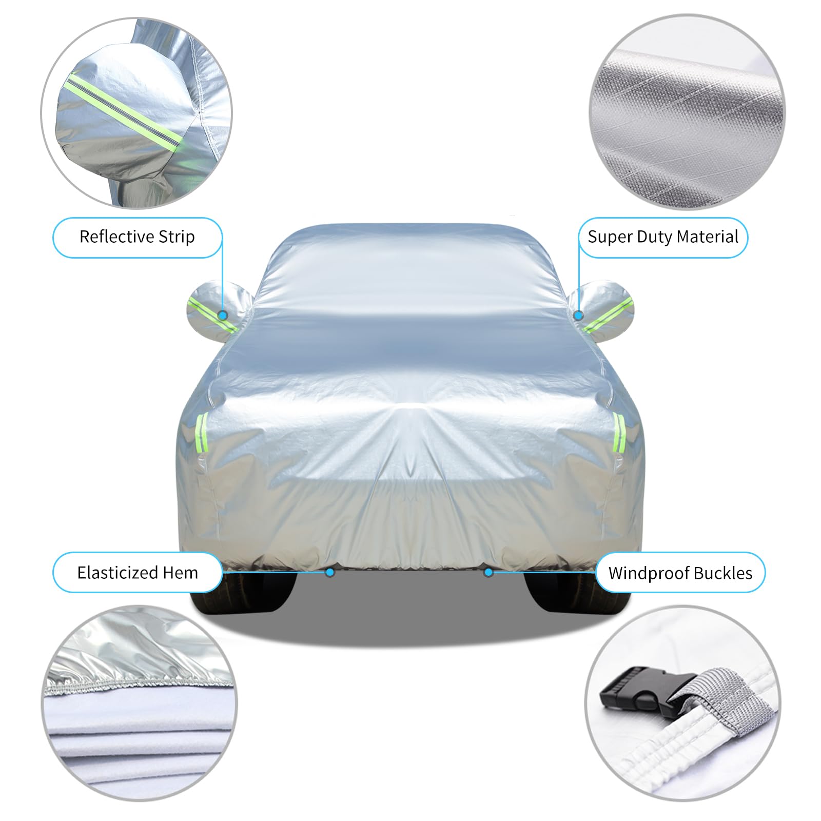 Tecoom Truck Cover Waterproof All Weather, Heavy Duty Pickup Cover Universal Fit For Ford F150, Toyota Tundra, Ram 1500, Chevy S