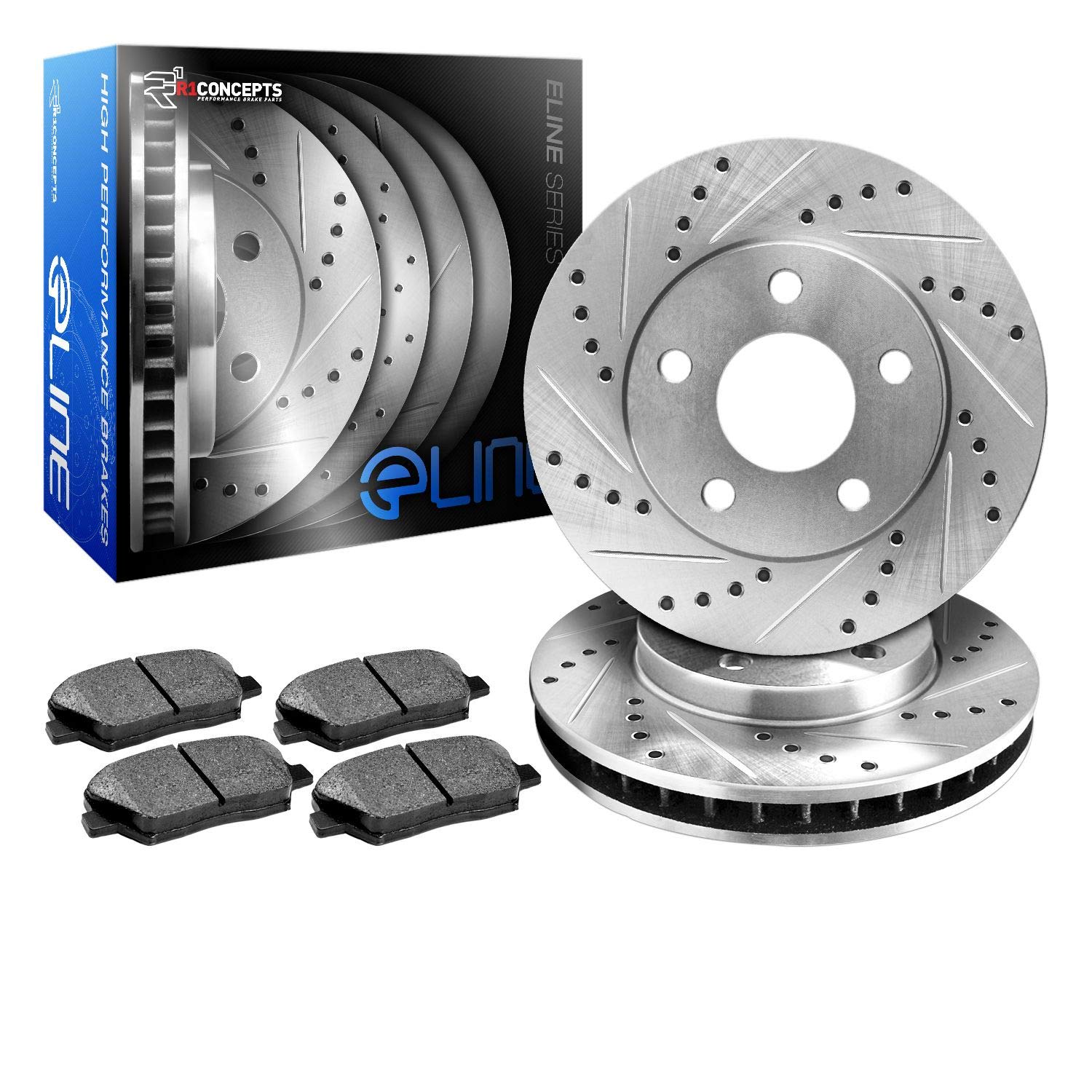 R1 Concepts Rear Brakes And Rotors Kit |Rear Brake Pads| Brake Rotors And Pads| Ceramic Brake Pads And Rotors |Fits 2005-2018 Audi A3, A3 Quattro, Volkswagen Beetle, Eos, Golf, Gti, Jetta, Passat