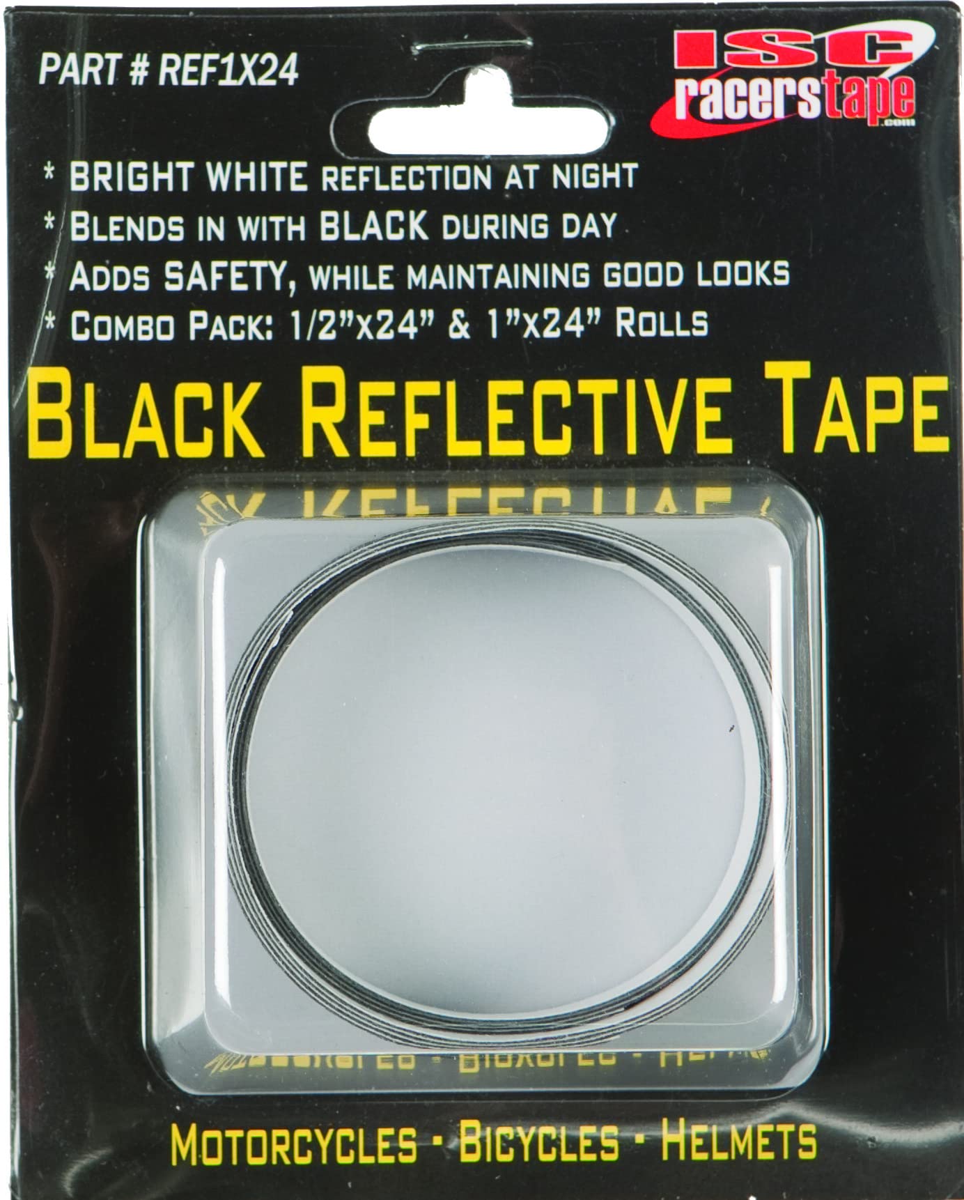 Isc Racers Tape Black Reflective Tape Ref1X24