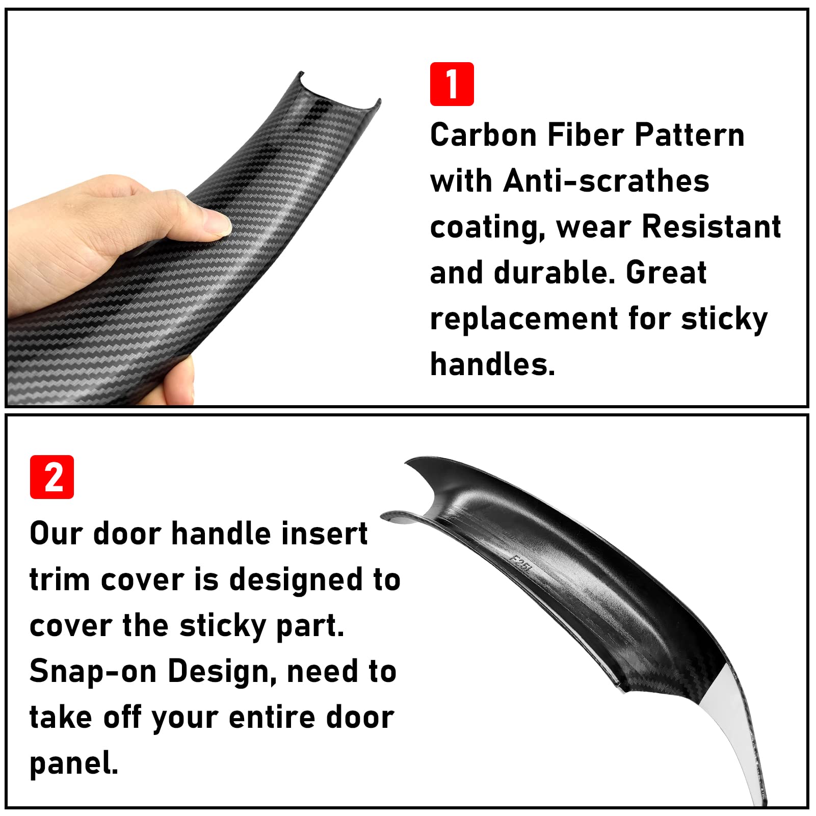 Jaronx Compatible With Bmw X3/X4 Door Handle Covers, 3Pcs Left/Right Interior Door Pull Handle Covers For Bmw X3 F25 2010-2016, X4 F26 2014-2017 (Carbon Fiber Pattern)