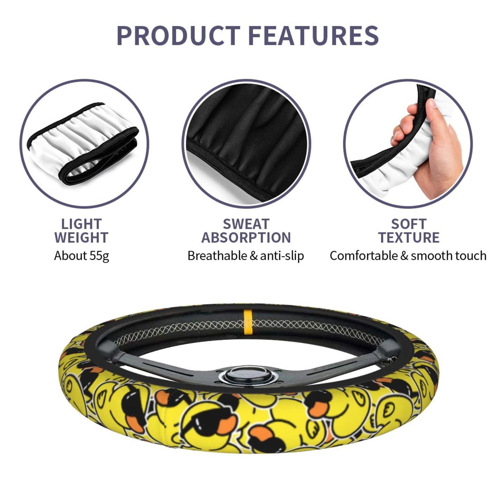 Duck Print Steering Wheel Cover Neoprene Car Steering Wheel Protector Covers Non Slip Universal 15 Inch For Men Women