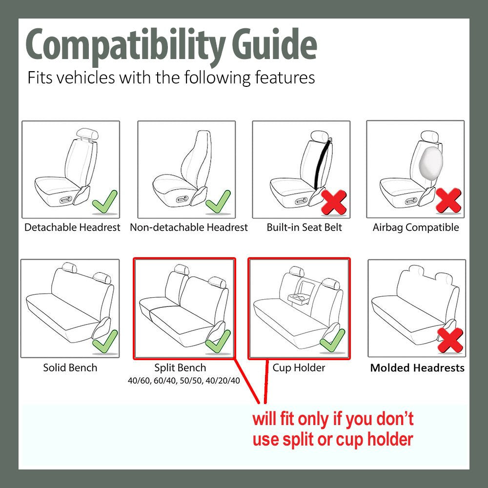 Fh Group Rear Set Car Seat Covers 3D Air Mesh -Universal Fit Automotive Seat Covers, Rear Seat Covers, Washable Car Seat Cover F