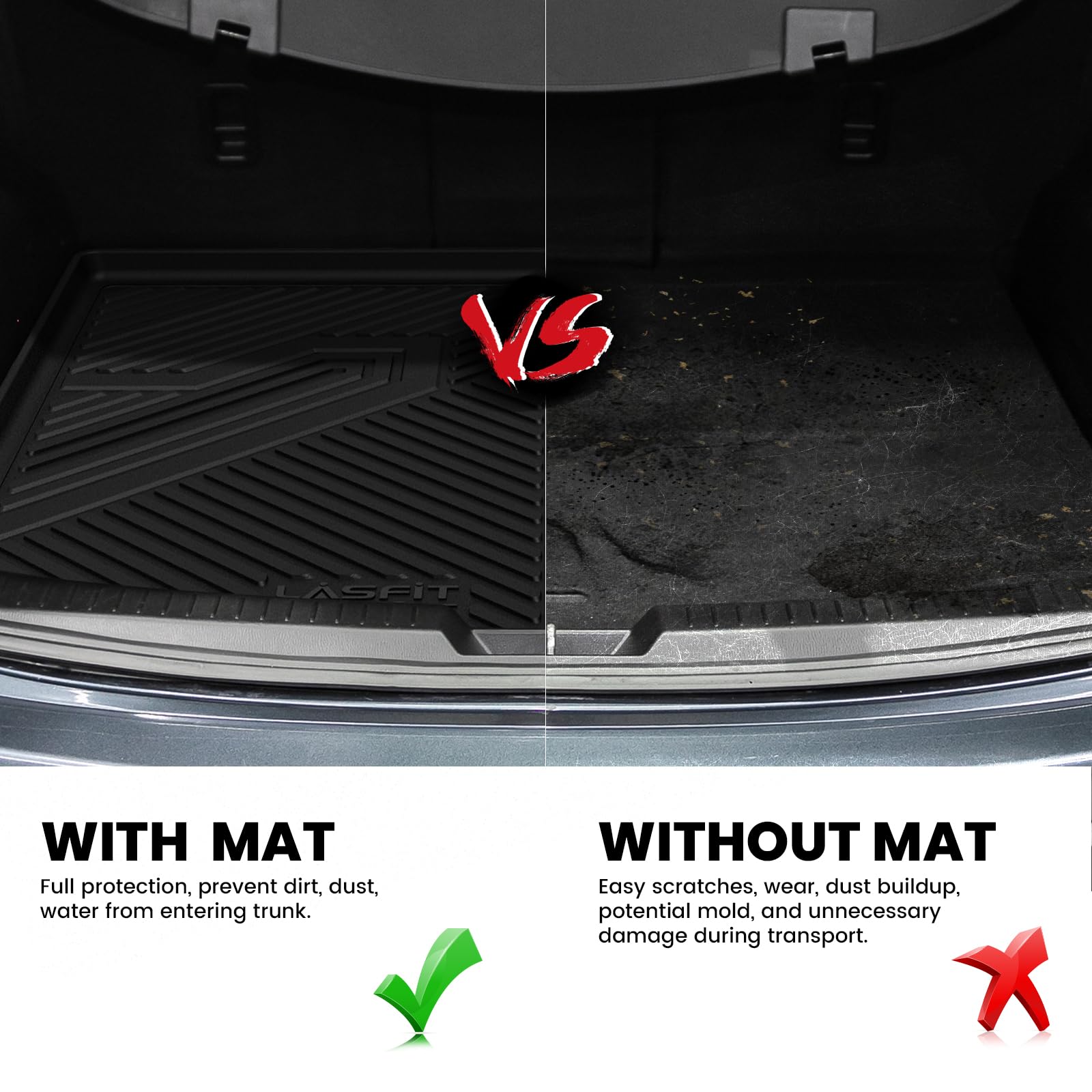 Lasfit Cargo Mat For Mazda Cx5 2017-2025, Cx 5 All Weather Trunk Mat For 2017 2018 2019 2020 2021 2022 2023 2024 2025 Mazda Cx5