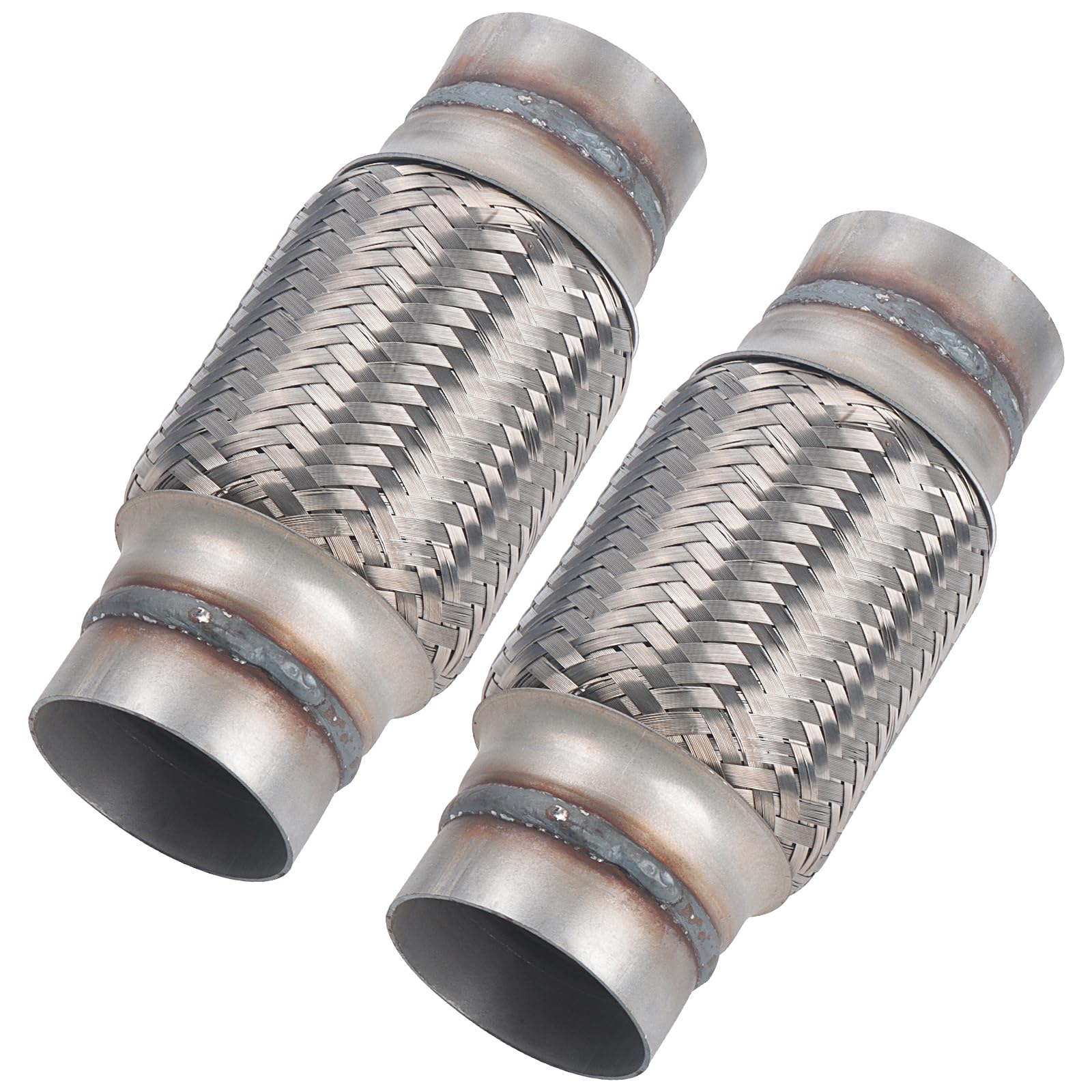 Autarboor 2 Pcs Exhaust Flex Pipe, 2.5''X 6''Stainless Steel Heavy Duty Exhaust Flex Pipe, Double Braid Exhaust Flex Tube, Overa