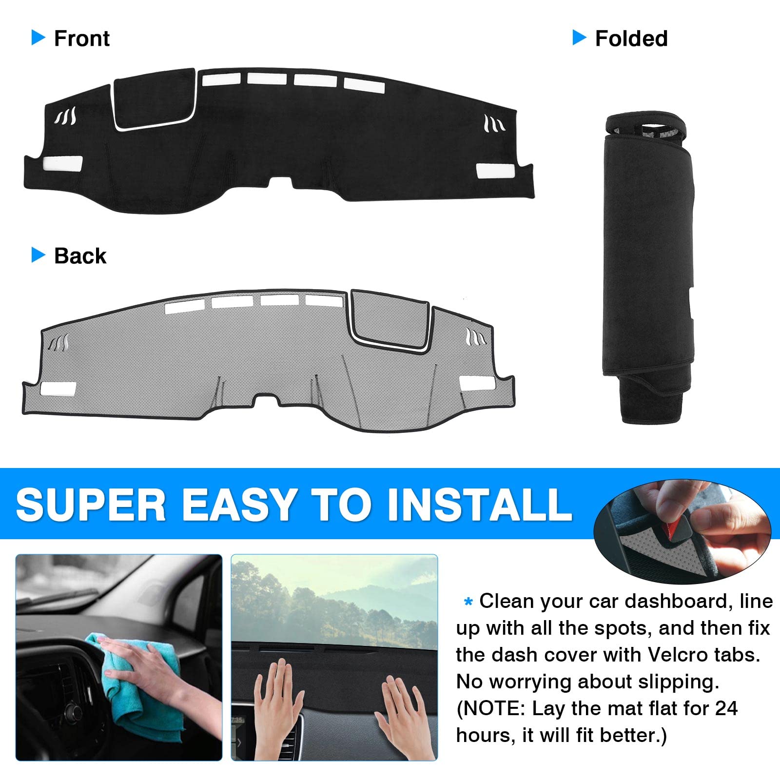 Autorder Dashboard Cover Mat For 2021 2022 2023 2024 Toyota Venza Accessories Dash Cover Flannel Dash Mat Sunshade Glare Uv Rays