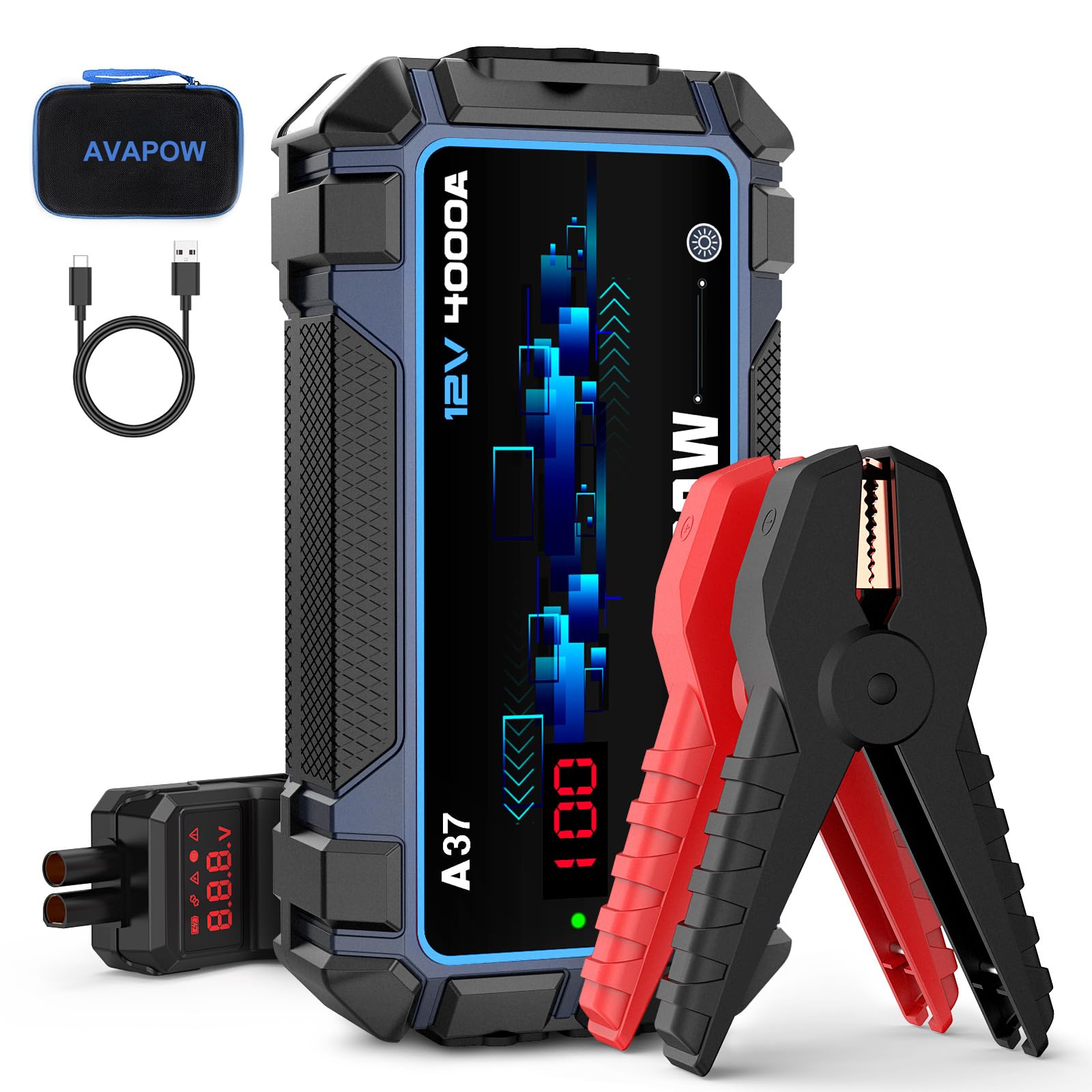 Avapow Jump Starter Car Battery 2500A Peak,Portable Jump Starters For Up To 8L Gas 8L Diesel Engine With Booster Function,Wirele