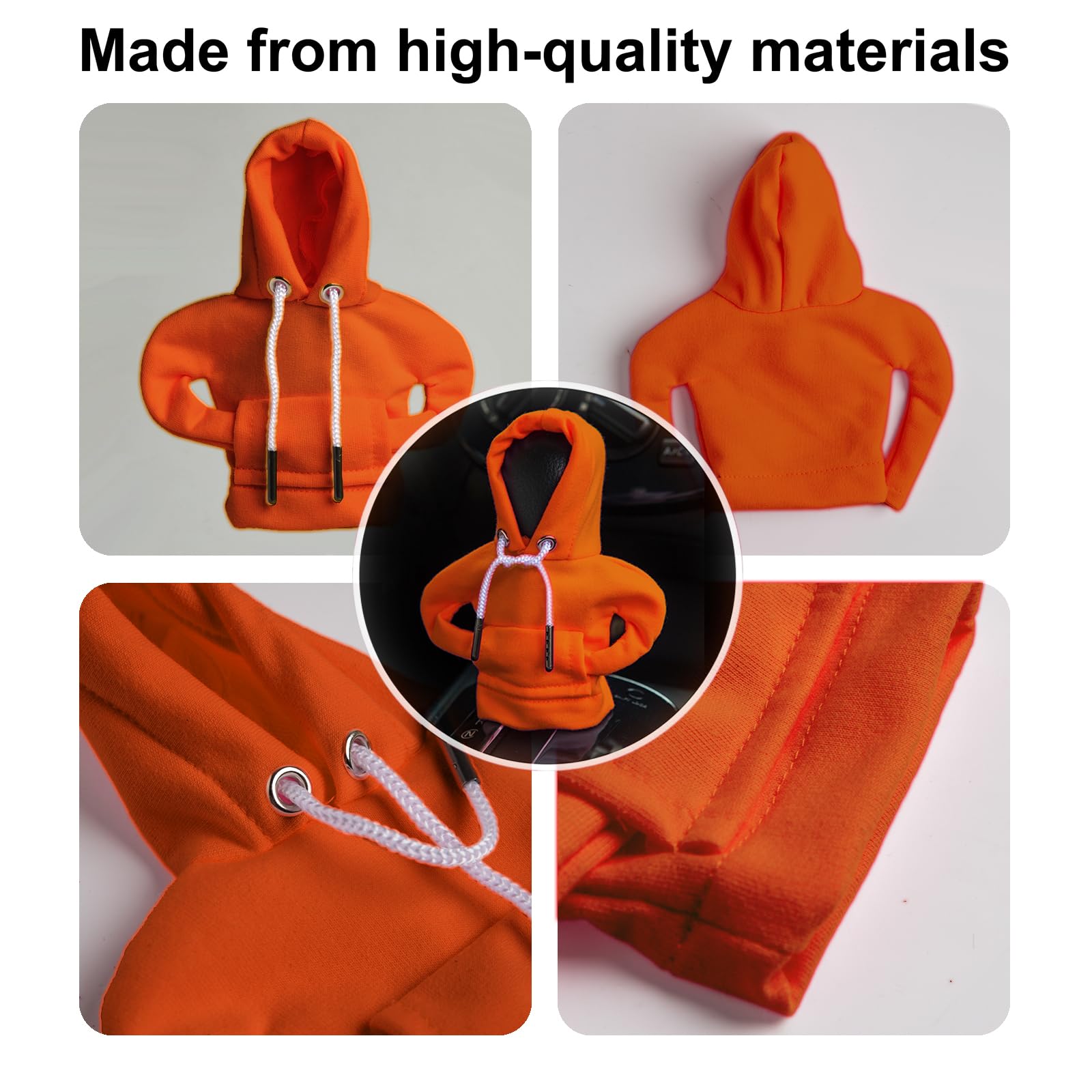 2Pcs Car Shift Knob Hoodie,Gear Shift Hoodie,Funny Sweater Hoodie For Gearshift,Automotive Interior Accessories(Orange And Green