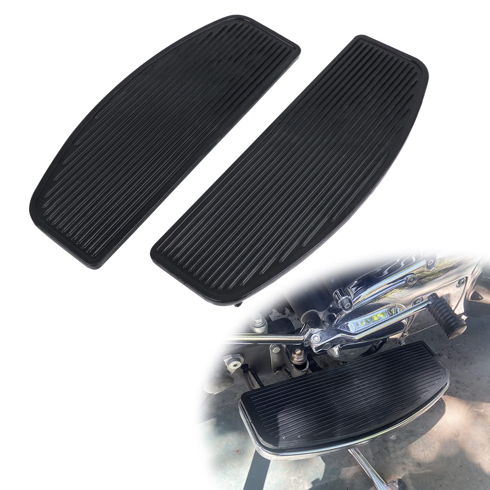 Aufer 2Pcs Motorcycle Front Driver Rider Inserts Floorboards Foot Peg Footrest Footboards Compatible With For Touring Electra Gl