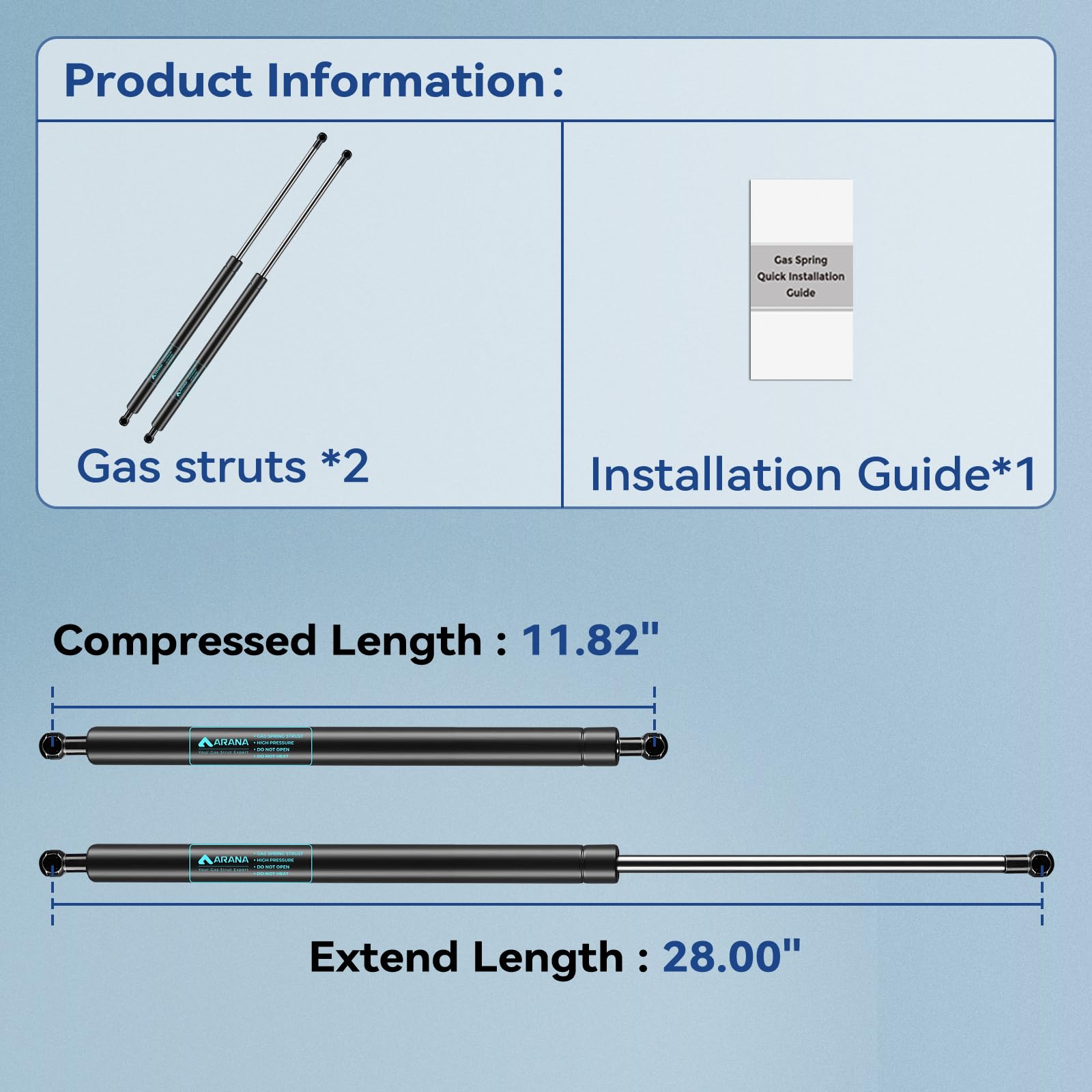 Heavy Duty Gas Struts 28 Inch 250Lbs Lift Support 28'' Gas Shock Springs For Heavy Lid Snowmobile Trailer Trap Door Rv Kicthen D