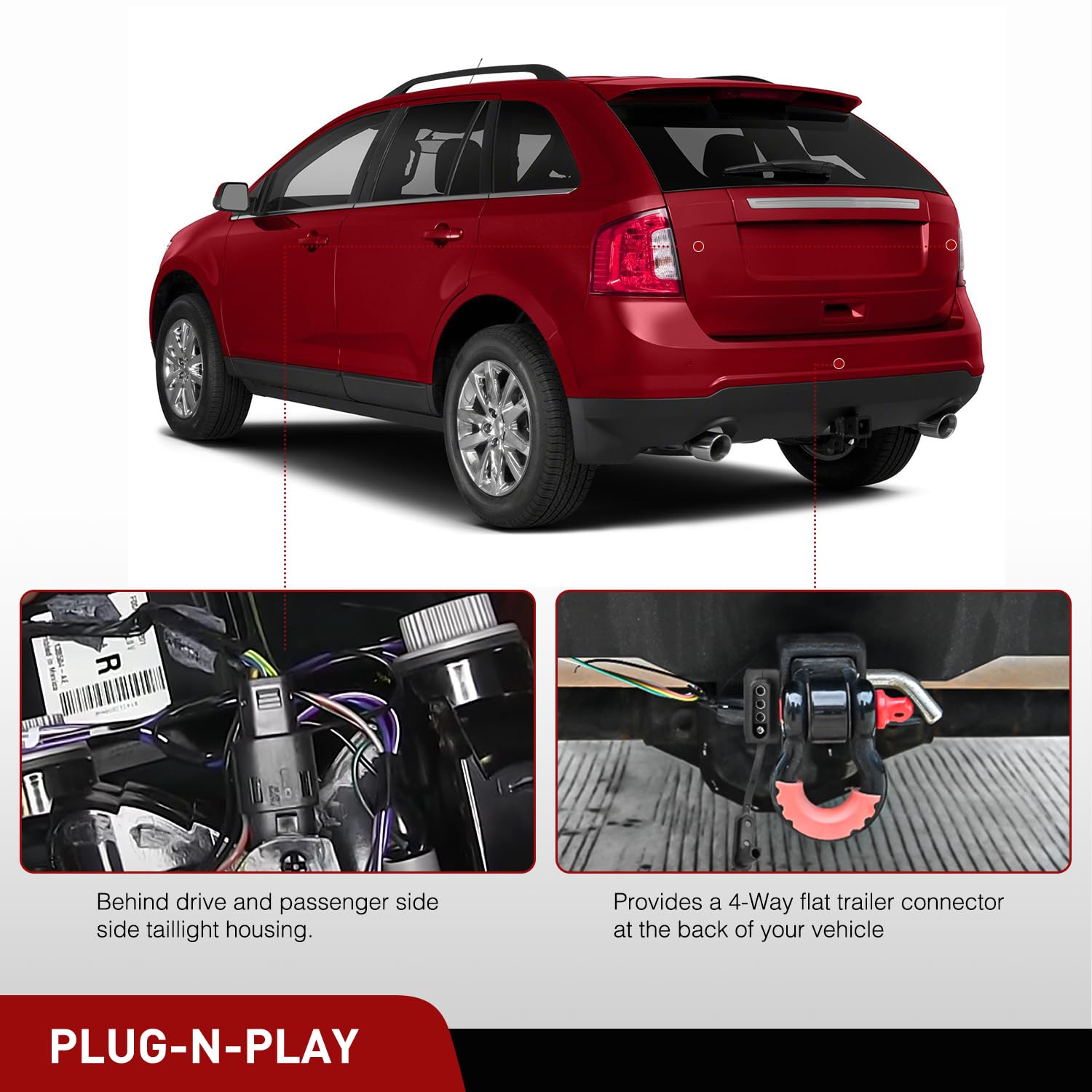 Nilight 4 Pin Trailer Wiring Harness Kit 56120 Vehicle Connect Plug OEM Compatible Custom for 2011 2012 2013 2014 Ford Edge Limi