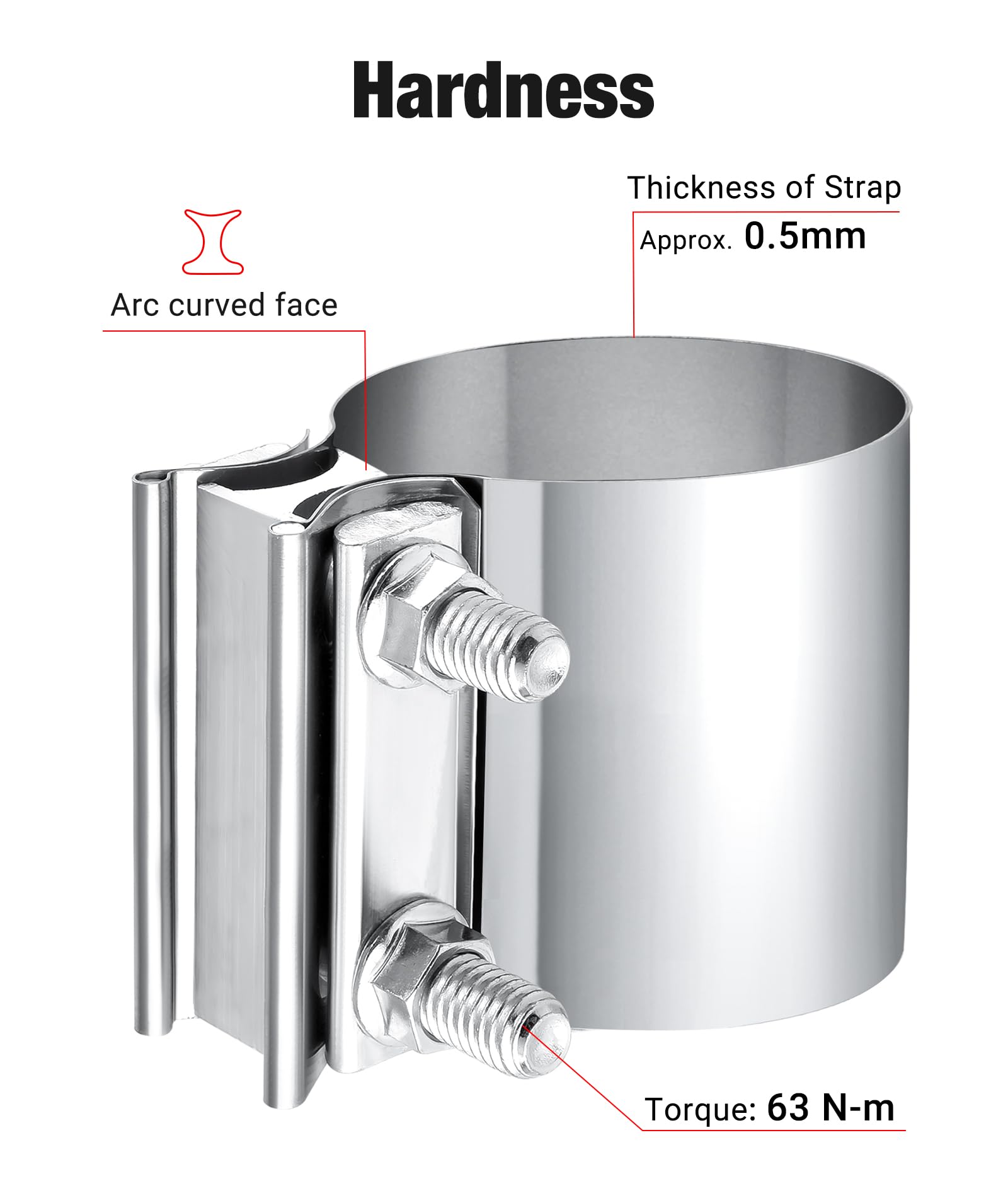 Evil Energy 3.5 Inch Exhaust Clamp,3 1/2'' Butt Joint Band Clamp Sleeve Coupler Stainless Steel For Pipes,Mufflers,Catalytic Con