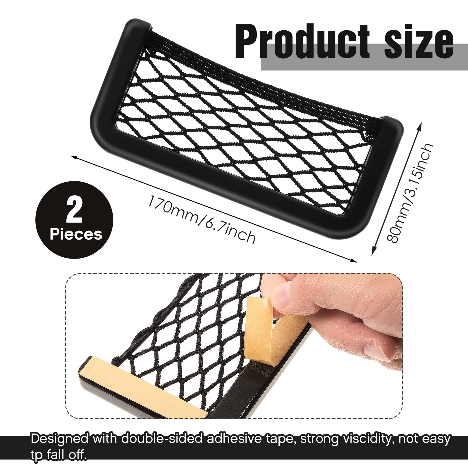 Frienda 2 Pcs Abs Plastic Frame Car Storage Net Bag Phone Car Mesh Net Holder Rv Storage Boat Cargo Pocket Organizer Framed Mesh
