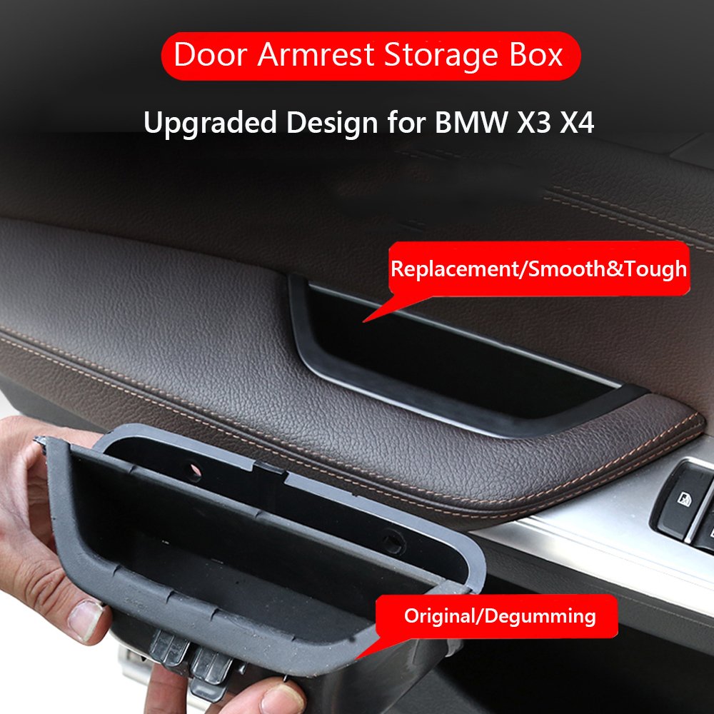 Jaronx For Bmw X3 X4 Door Armrest Storage Box, Driver Side Door Storage Compartment Replacement Door Handle Armrest Container Phone Key Holder(Fits:Bmw X3 F25 2010-2016,Bmw X4 F26 2014-2017)