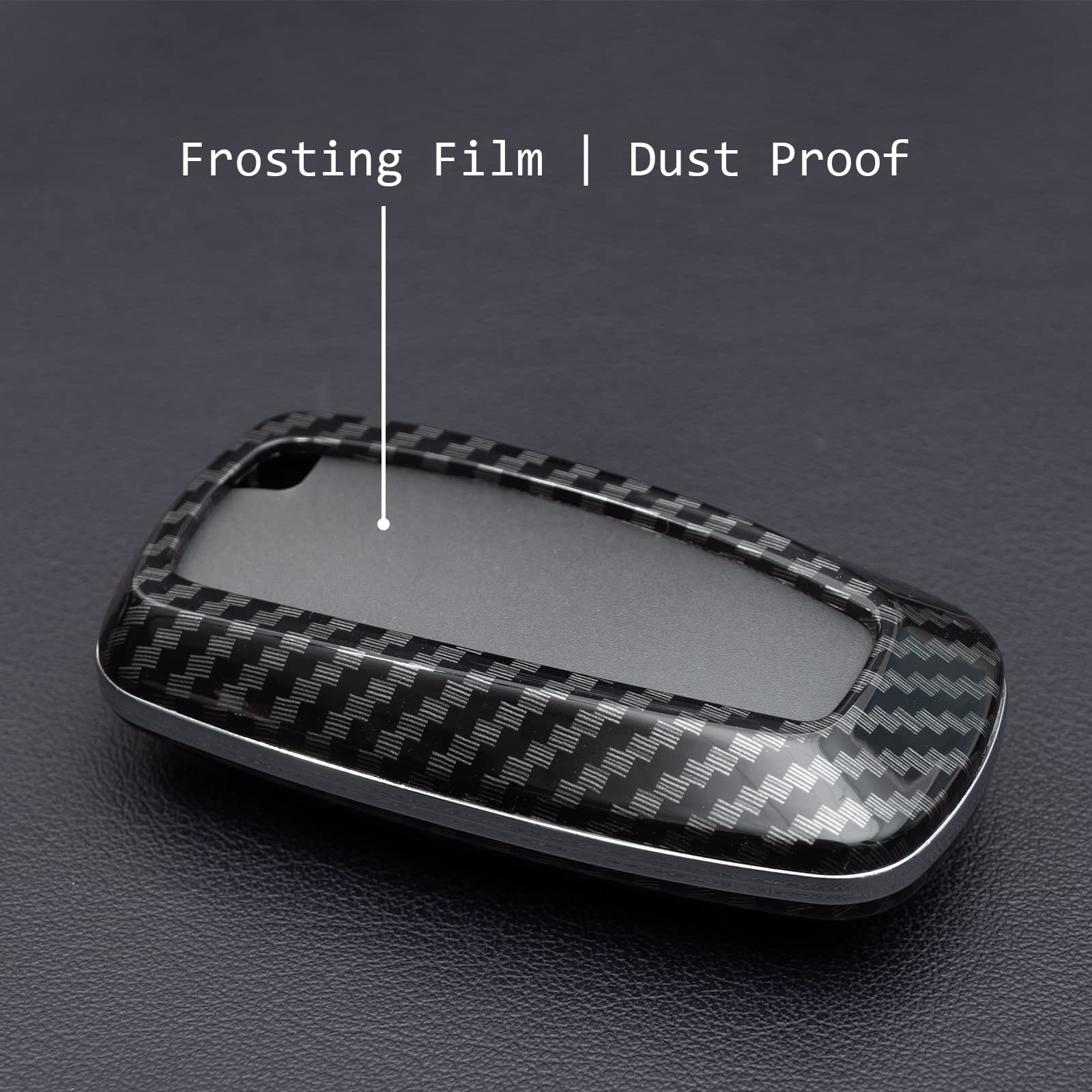 Mihumimo Carbon Fiber Car Key Fob Cover Case Chain Compatible With Ford F-150 Raptor Explorer Escape Fusion Bronco Sport Edge Li