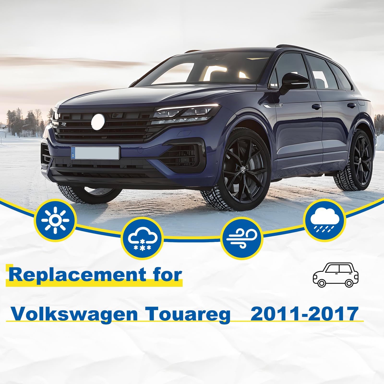 Hrsno 26''+26'' Windshield Wipers With 14'' Rear Wiper Blade Sets Automotive Replacement For Volkswagen Touareg 2011-2017,Easy F