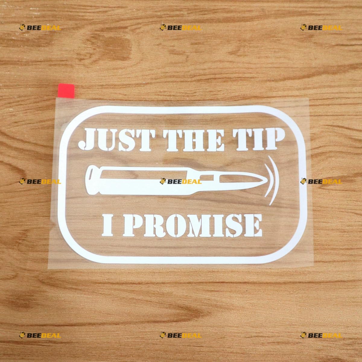 Bullet Just The Tip I Promise Gun Rifle Warning Sticker Decal Vinyl - White 6 Inches - No Background Die Cut For Car Boat Laptop Cup