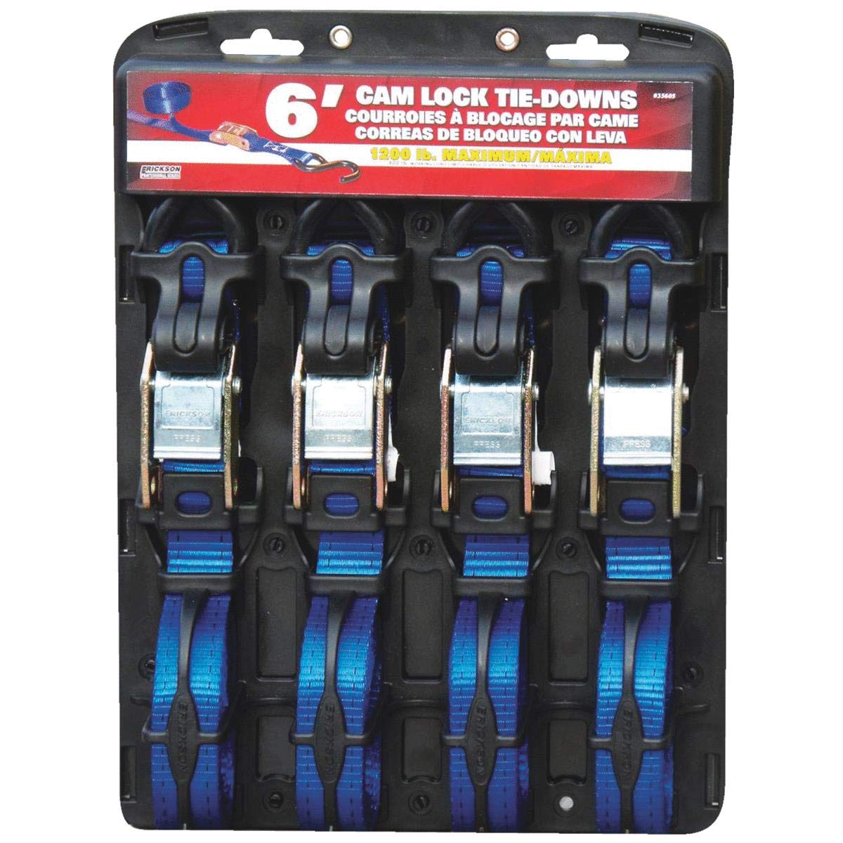 Erickson 35605 Light Duty Cam Lock Tie-Down Strap, 4 Pack (1' X 6', 1200 Lb Load Capacity)