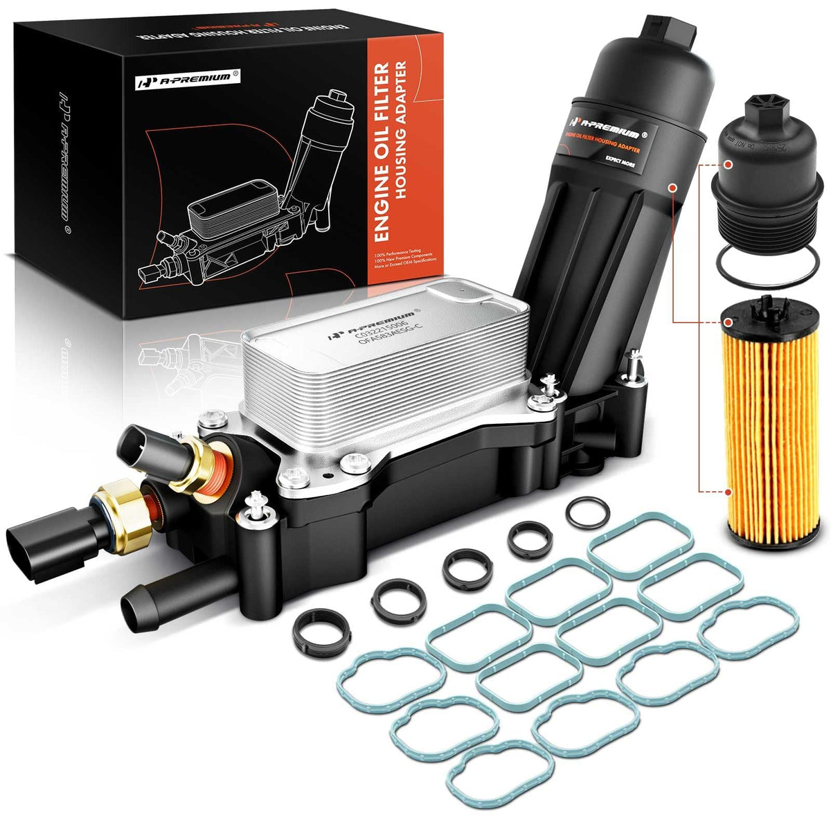 A-Premium Engine Oil Cooler and Oil Filter Housing Compatible with Chrysler Dodge Jeep Model - 200 300 Charger Grand Cherokee Wr