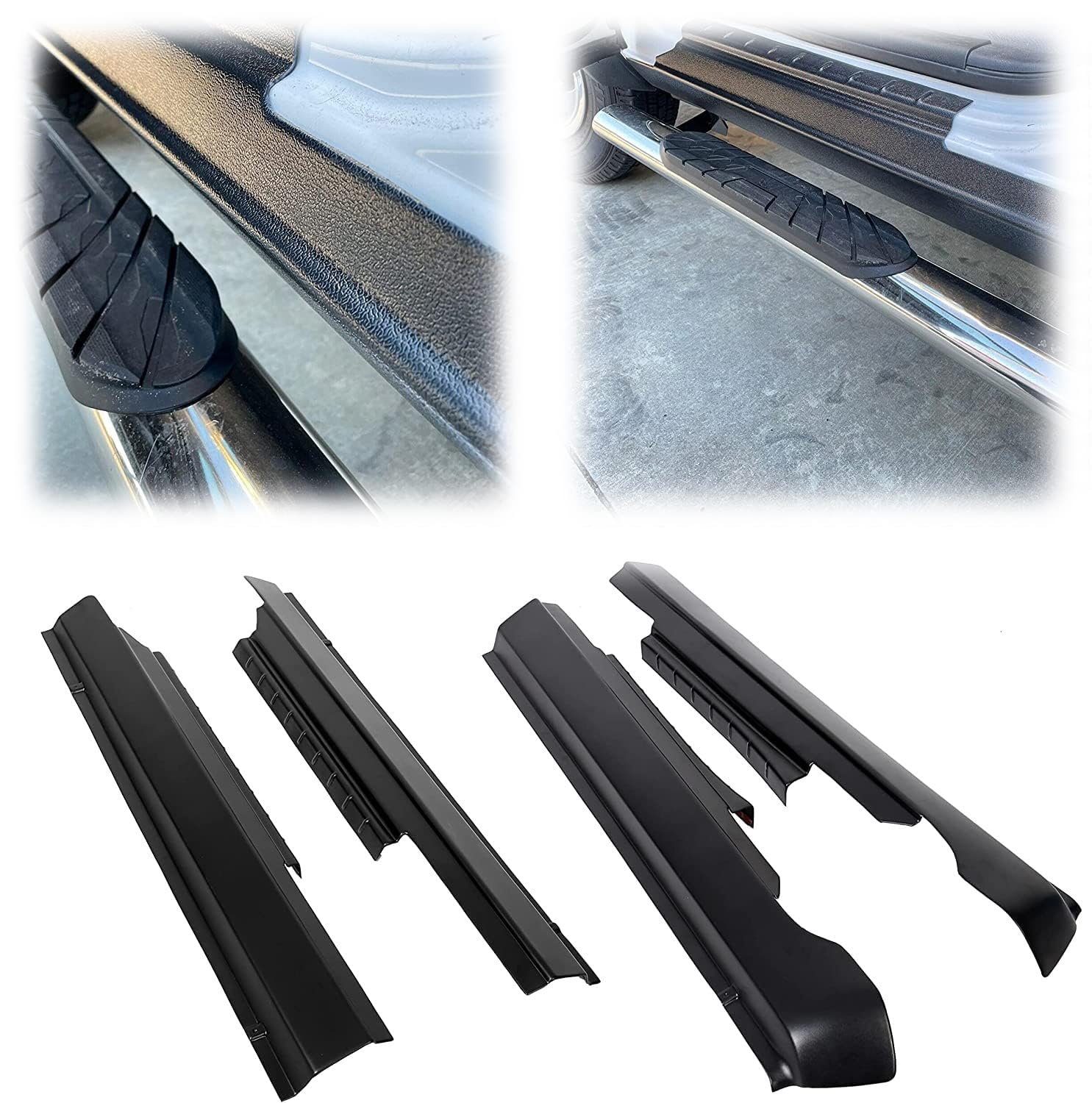 Rocker Panel Cover Guard Compatible With 2009-2018 Dodge Ram Crew Cab Molding Trim Matte Black Textured Finish Replace For 14064