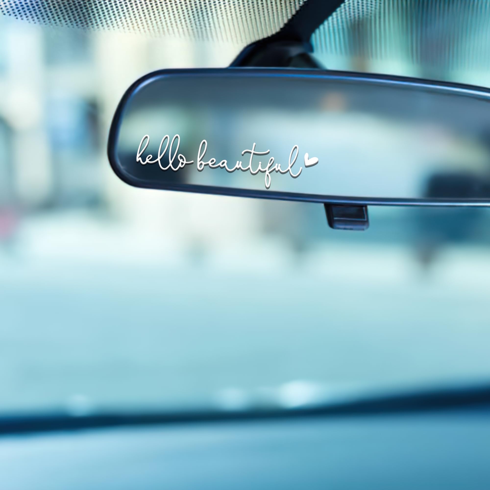 Miarita 3X Hello Beautiful Rearview Mirror Decal, Cute Car Decals for Women, Car Stickers and Decals, Rear View Mirror Sticker,