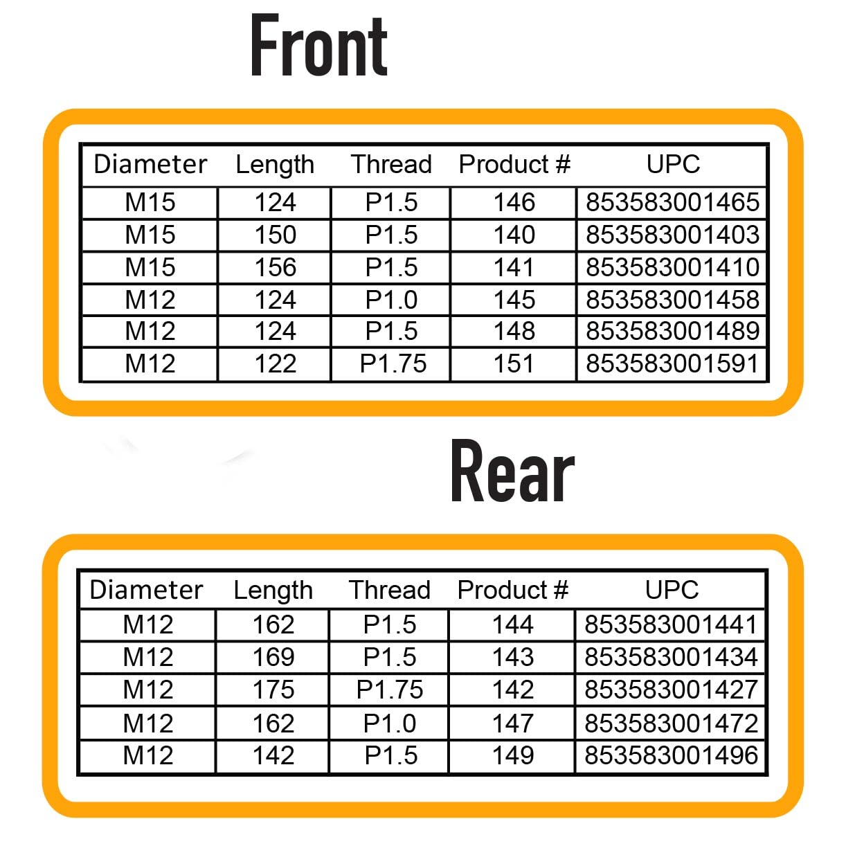 Pinhead P1.5 M12 Through Axle Wheel Lock, Black, 169Mm