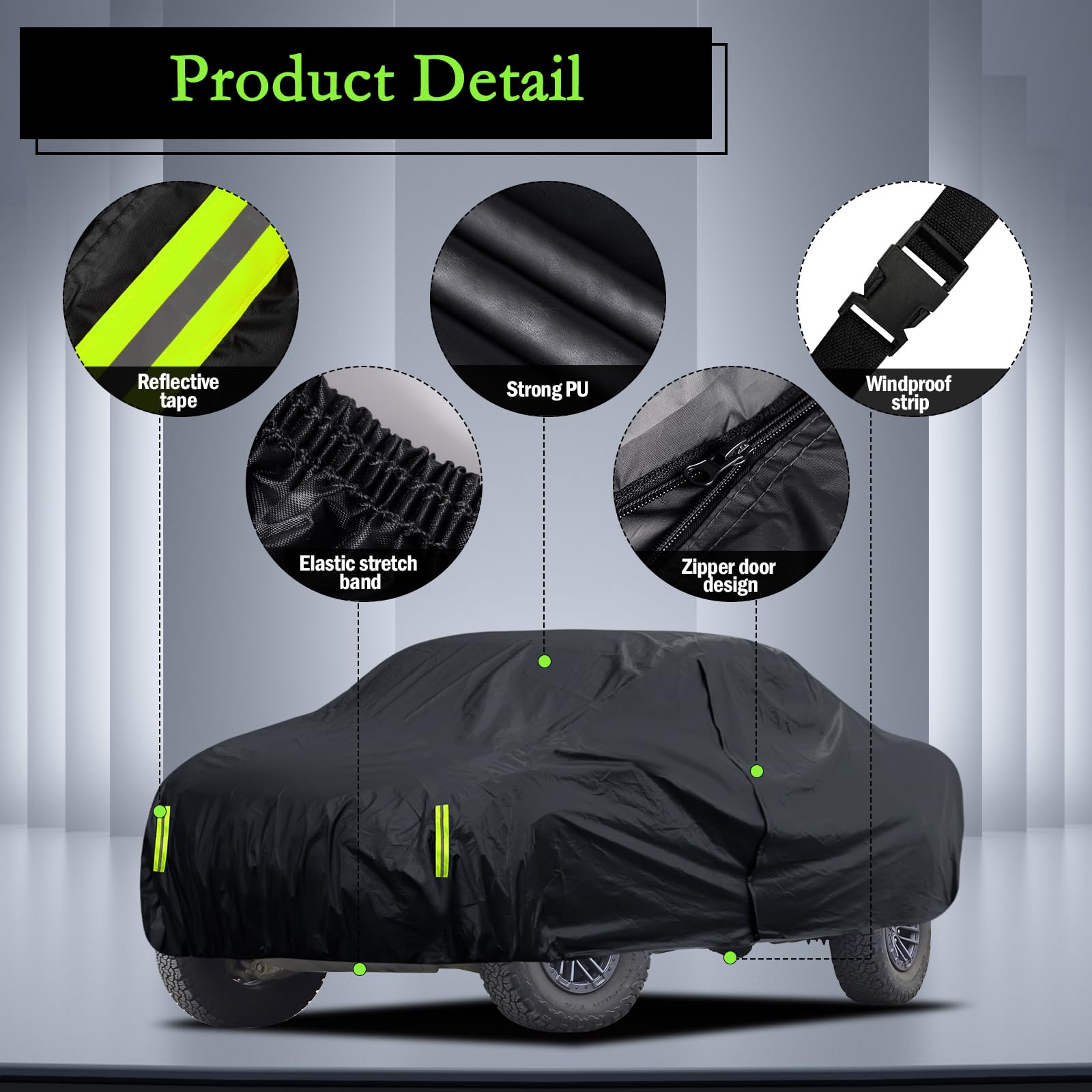 Truck Cover Waterproof All Weather, Migaven Truck Cover Custom Fit For Ford F150 Raptor Chevrolet Silverado 1500, Windproof Cove