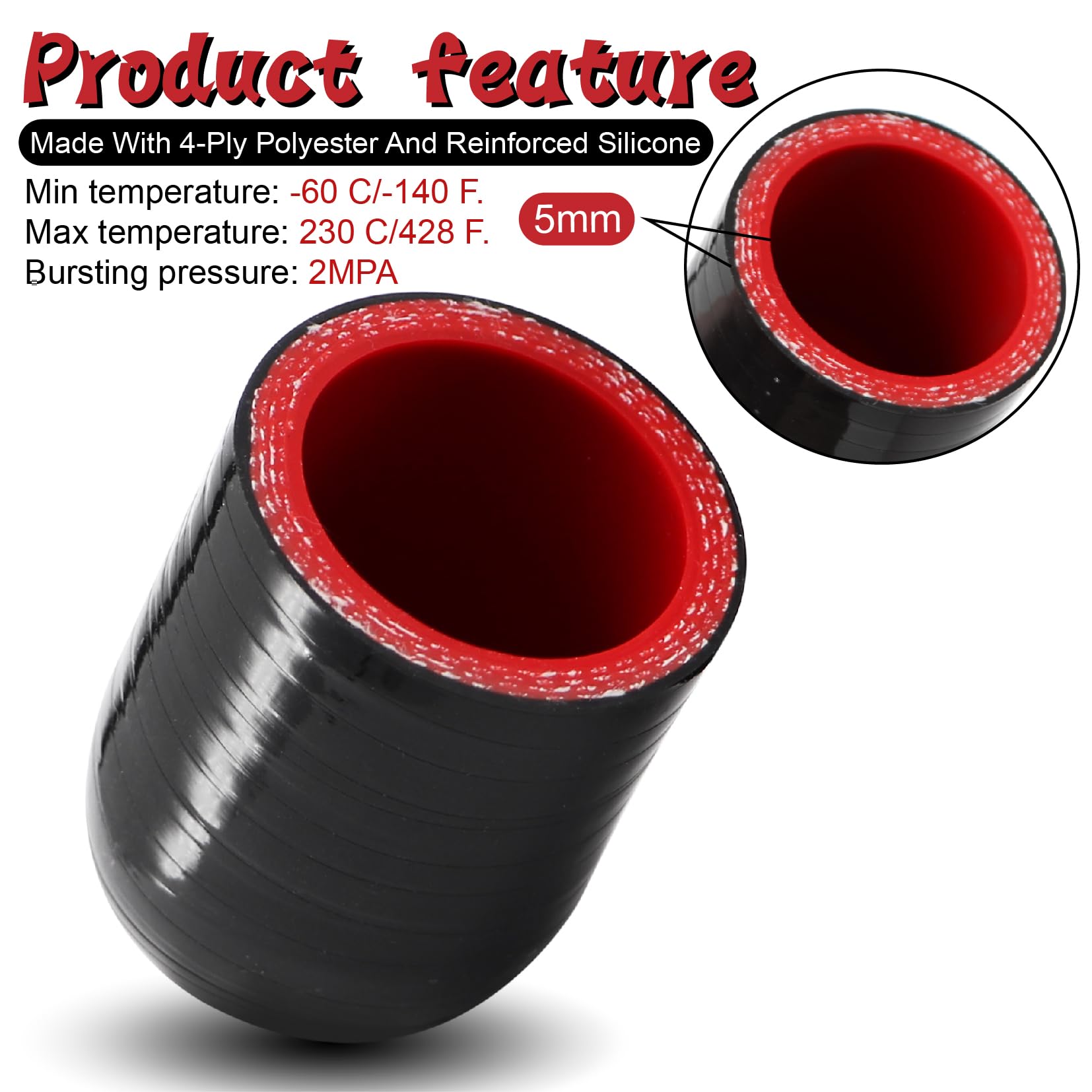 High Temperature 4-Ply Reinforced Silicone Hose Cap ID 1-1/4 Inch(32mm) Hose End Plug for Turbo Bypass Valve/Throttle Body Water