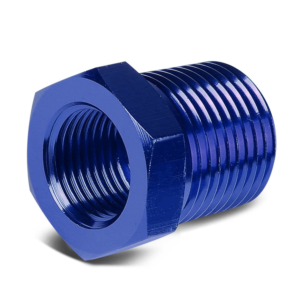1/2 Inches Male To 3/8 Inches Female Anodized Npt Piping Thread Reducer Adapter Fitting (Blue)