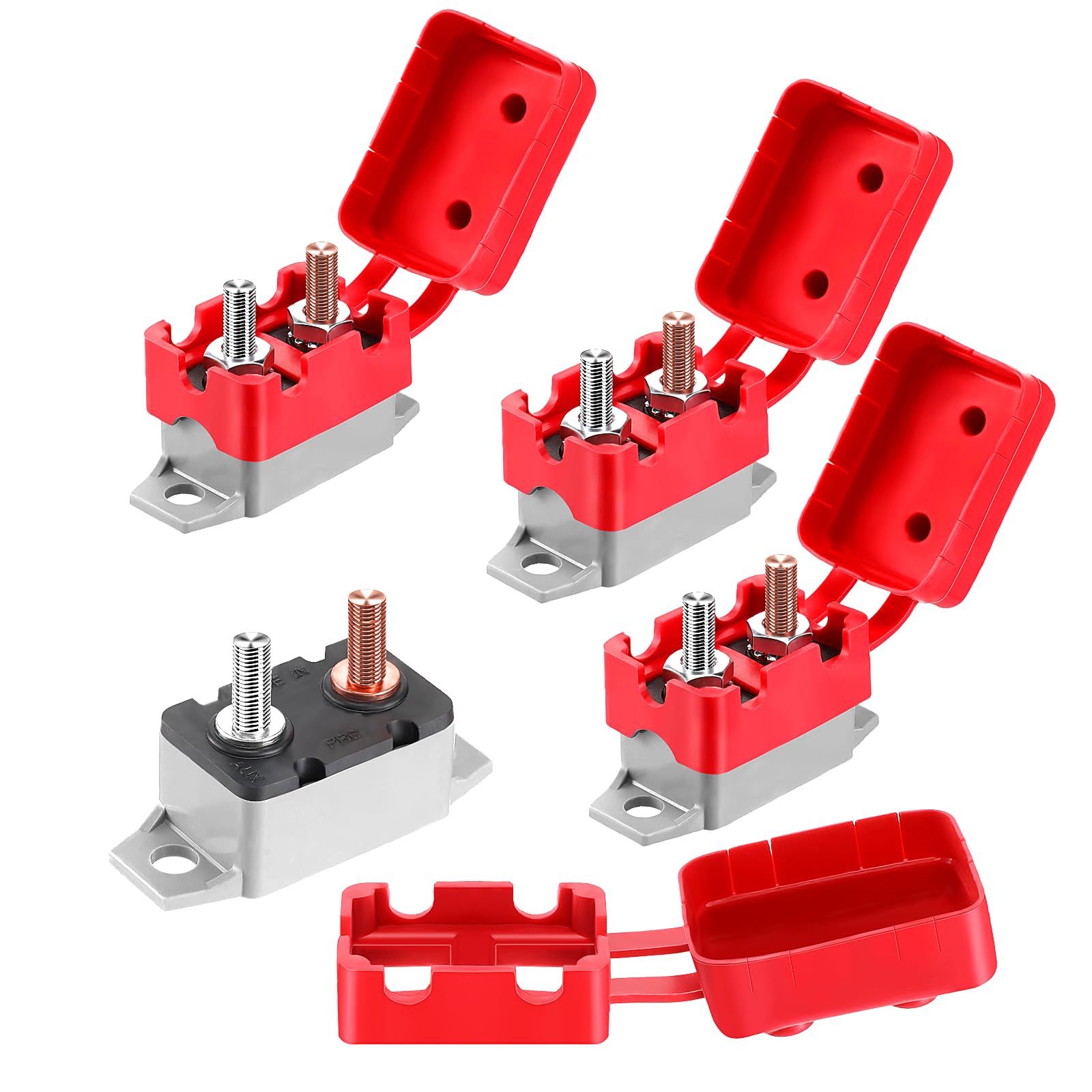 4 Pieces Dc 12V - 24V Automatic Reset Circuit Breaker Circuit Breaker With Cover Stud Bolt For Automotive And More (25 Amp)