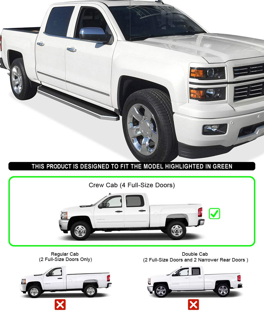 Aps 6In 304 Stainless Steel (Polished Flat Style) Running Boards Compatible With Chevy Silverado Gmc Sierra 1500 2007-2018 Crew
