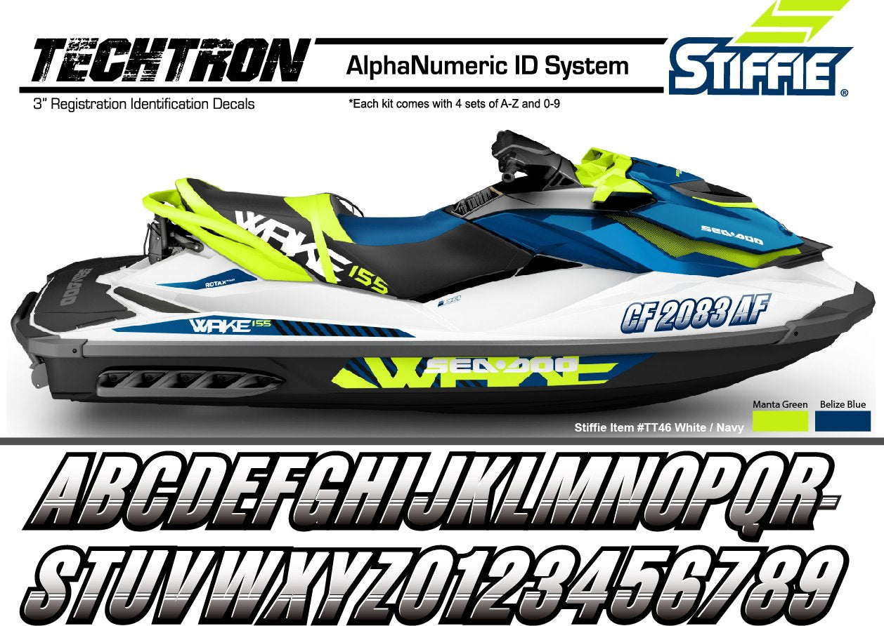 Stiffie Techtron Sky Blue/Purple 3 '' Boat & Pwc Registration Decals  Numbers Letters Stickers