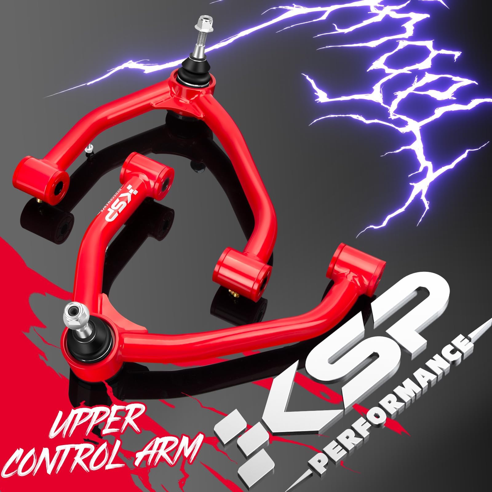 KSP PERFORMANCE Front Upper Control Arm with Ball Joint, Alloy Steel, Red, for 2007-2018 Silverado Sierra 1500, Model 3C271005R