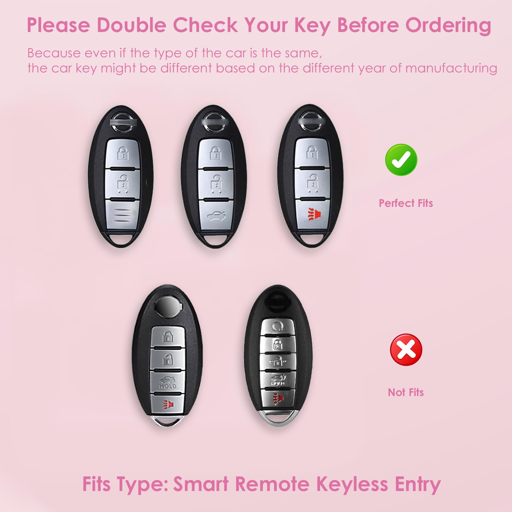 Meruns Compatiable with 3 Buttons Key fob Cover with Diamond Bling Keychain Keys Shell TPU for Rogue Armada Pathfinder Versa Sma