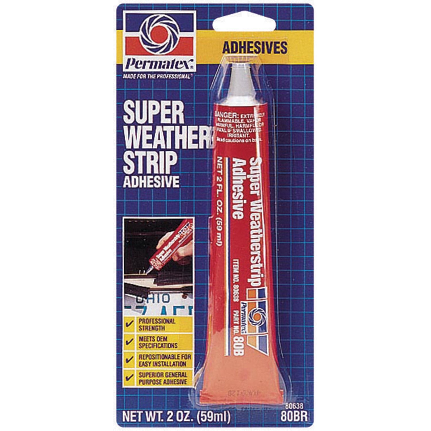 Permatex 80638-12PK Super Weatherstrip Adhesive, 2 oz. (Pack of 12)