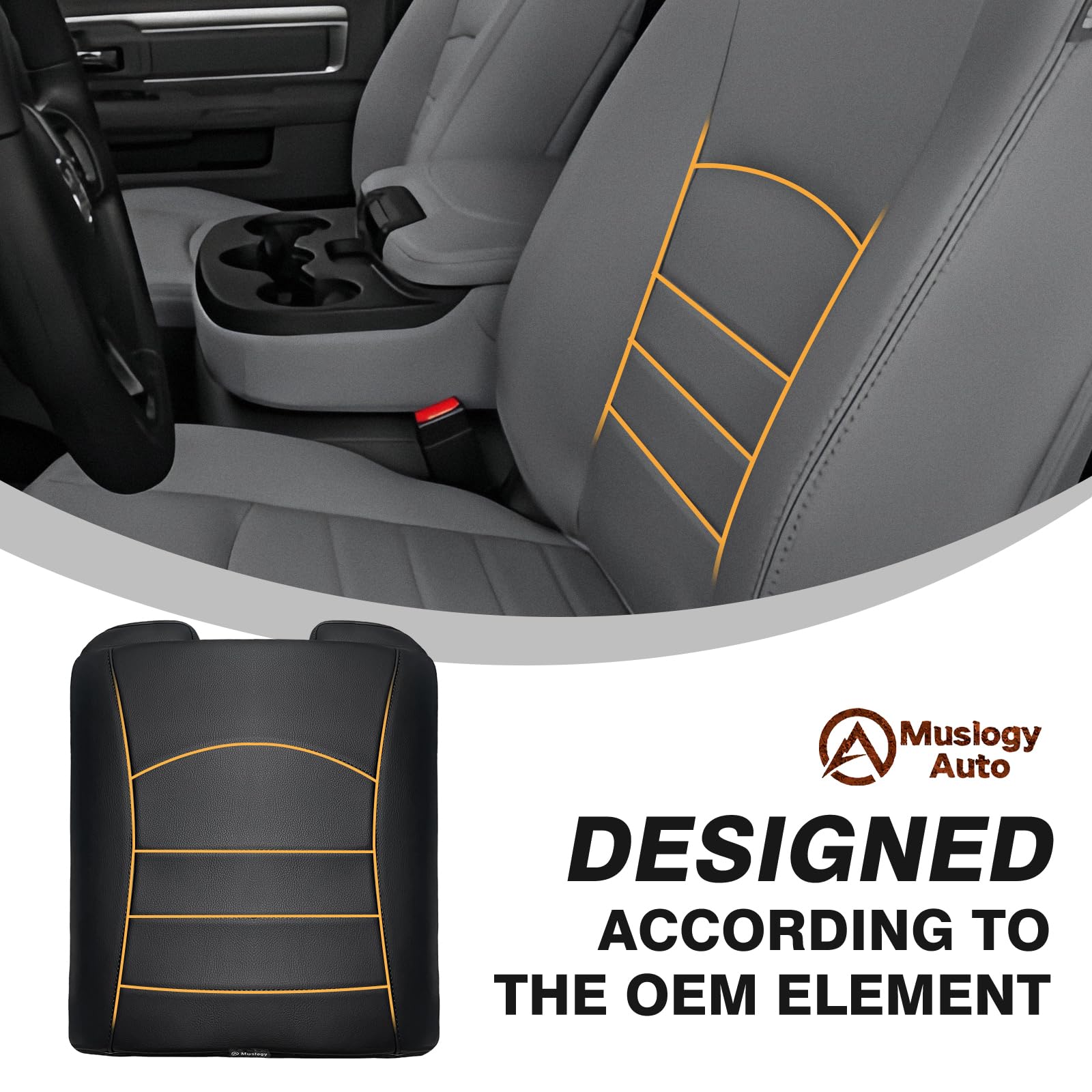 Muslogy Center Console Armrest Cover Compatible With Dodge Ram1500 2013-2018 & Ram2500/3500 2013-2025 Comfort Armrest Pad Arm Re