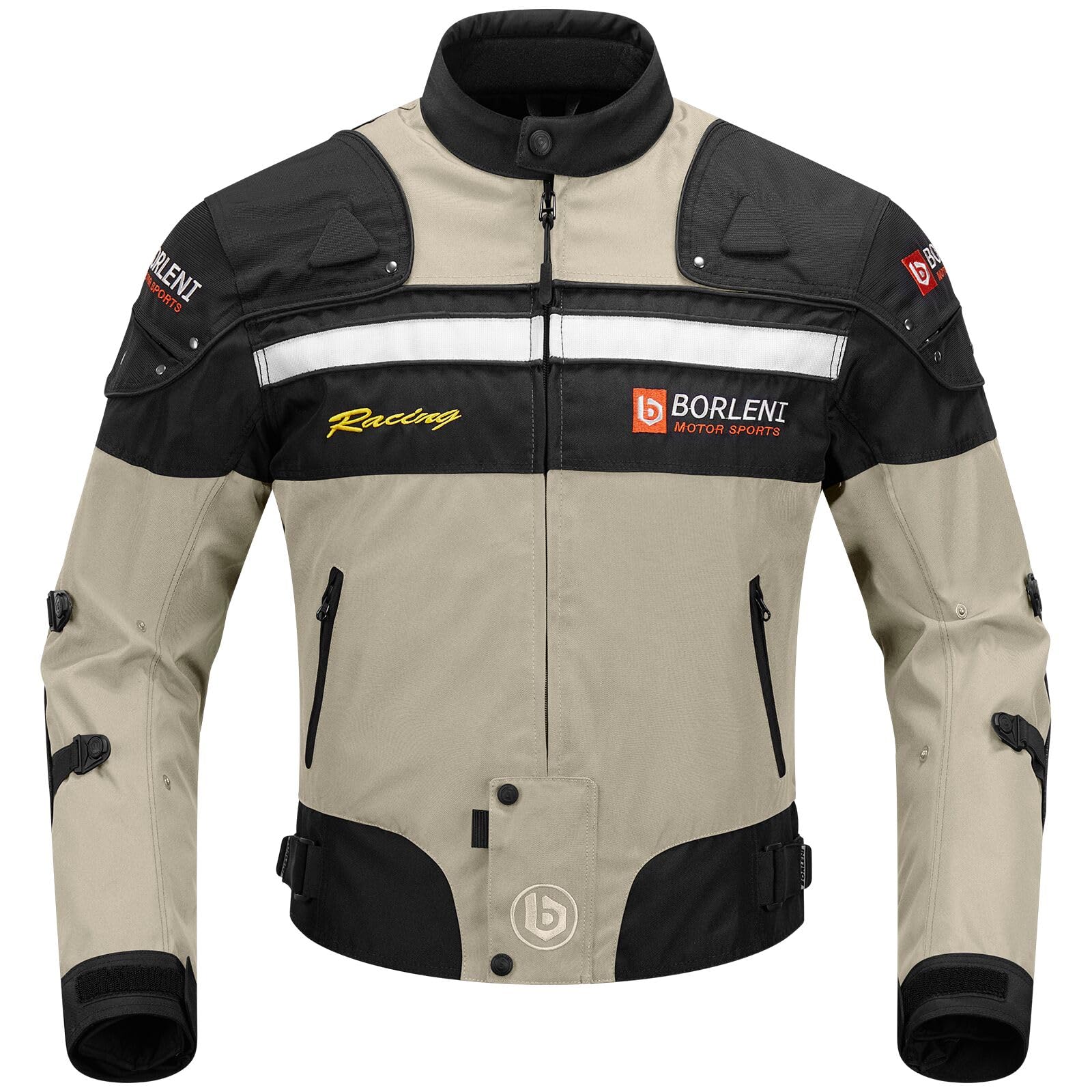 Borleni Motorcycle Jacket Windproof Motorcycle Full Body Protective Gear Ce Armor Suitable For All Seasons,Brown,Xxl
