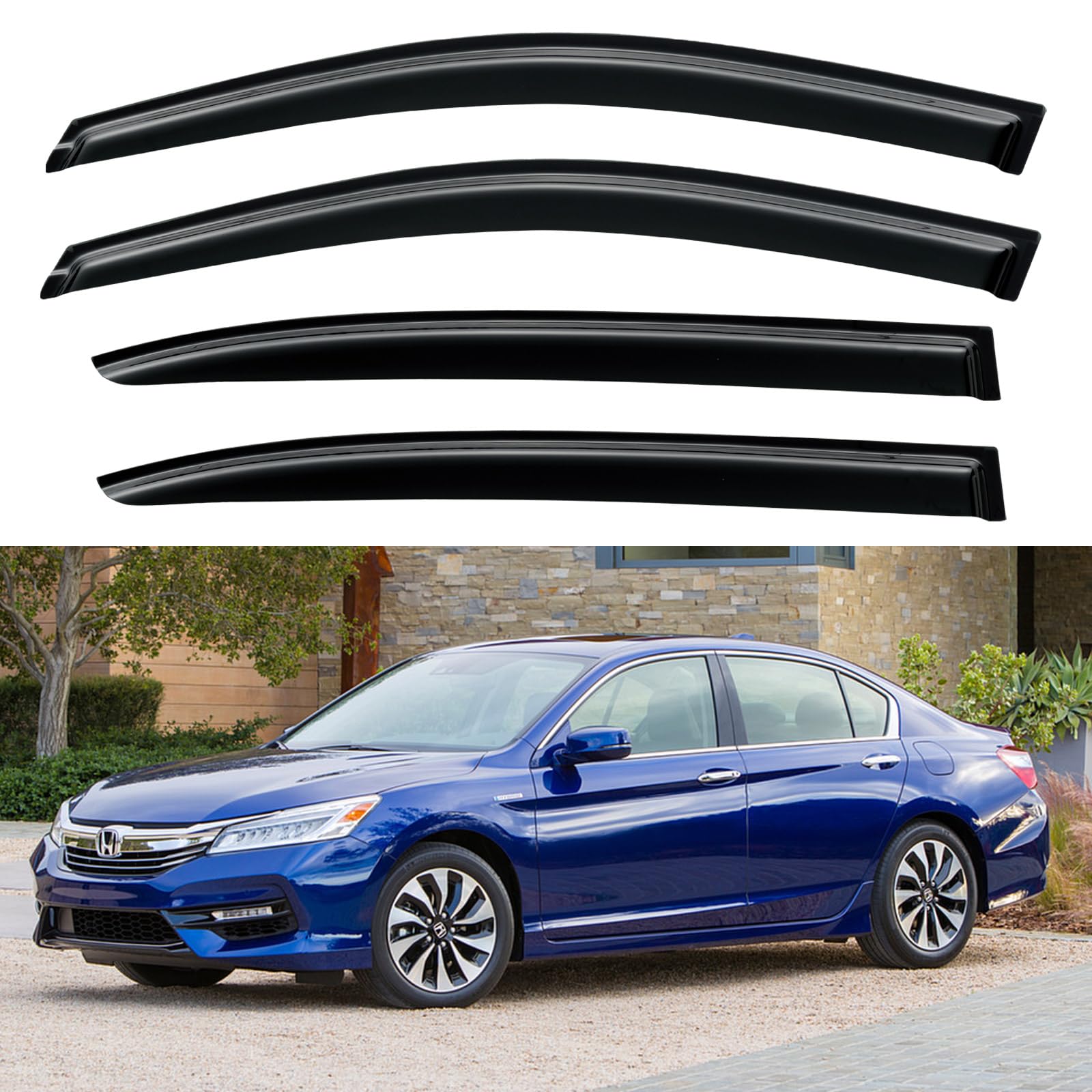 Window Visors Rain Guards Shield for 2013-2017 Honda Accord Sedan, Out-Channel Window Vent Wind Deflectors Visors Shades for 13-