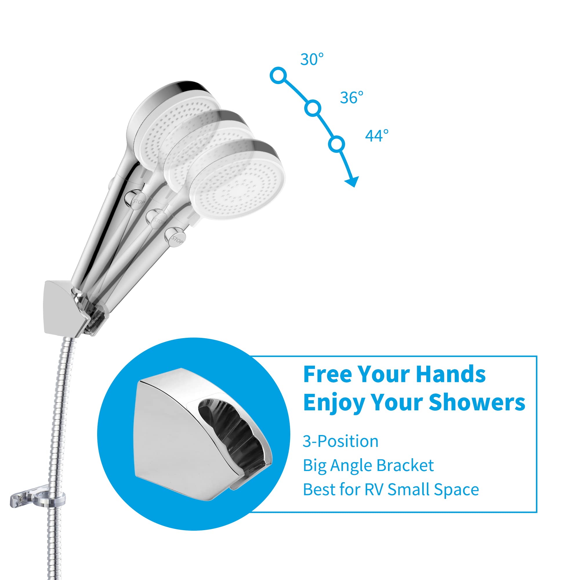 Rv Shower Head With Hose, High Pressure Shower Head With Handheld On Off Switch, Travel Trailer, Motorhome And Boat And Camper M