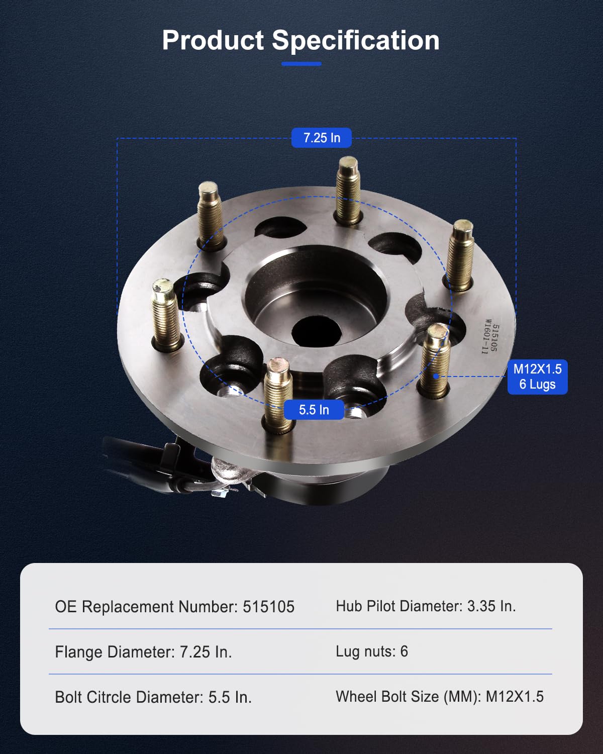 ECCPP Front Wheel Bearing Hub Assembly For Isuzu i-280 i-290 i-370 For GMC Canyon For Chevrolet Colorado 6 Lugs w/ABS 515105