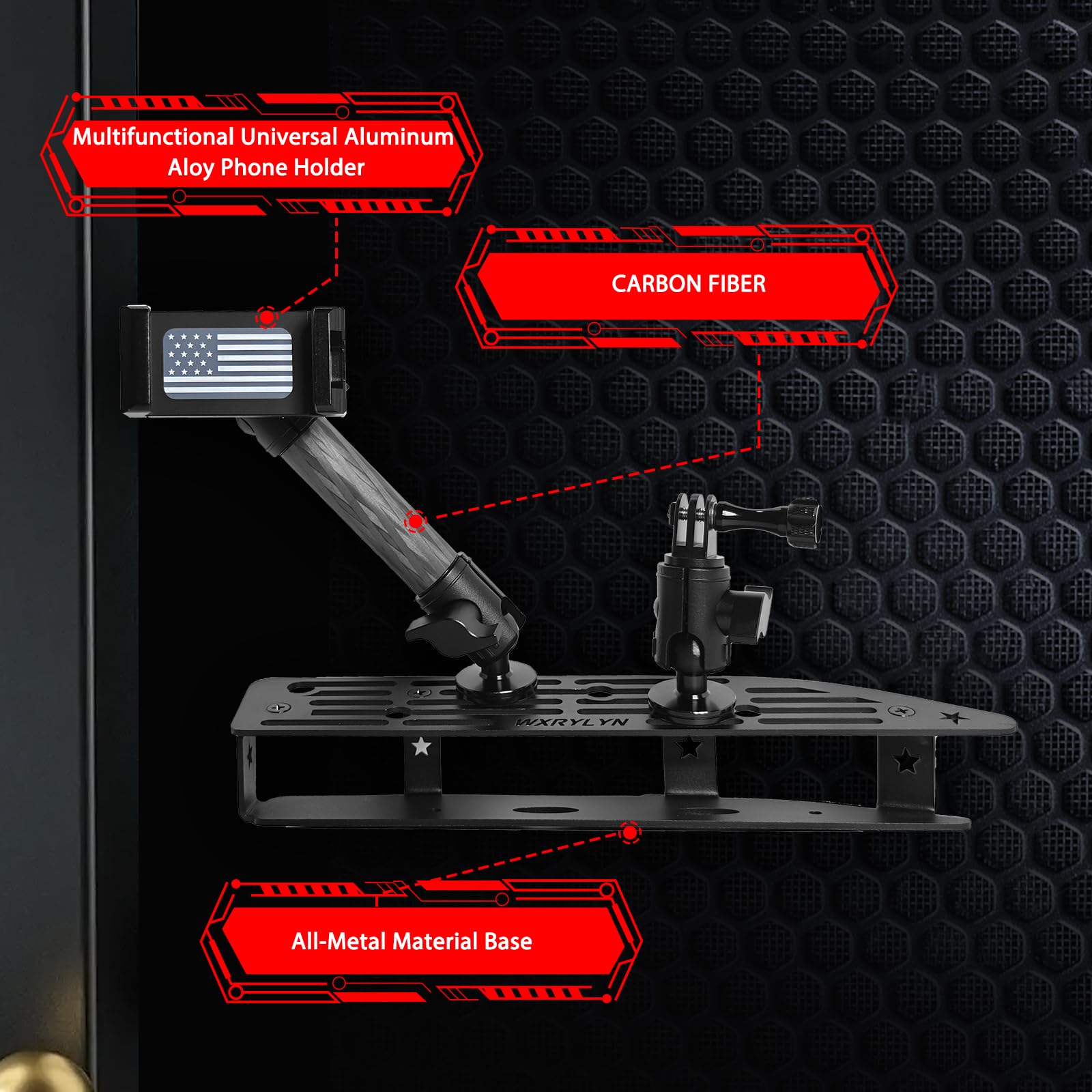 WXRYLYN 2024 Silverado Sierra Metal Dash Platform Phone Mount Phone Holder for 2022 2023 2024 2025 Silverado&Sierra Cell Phone H