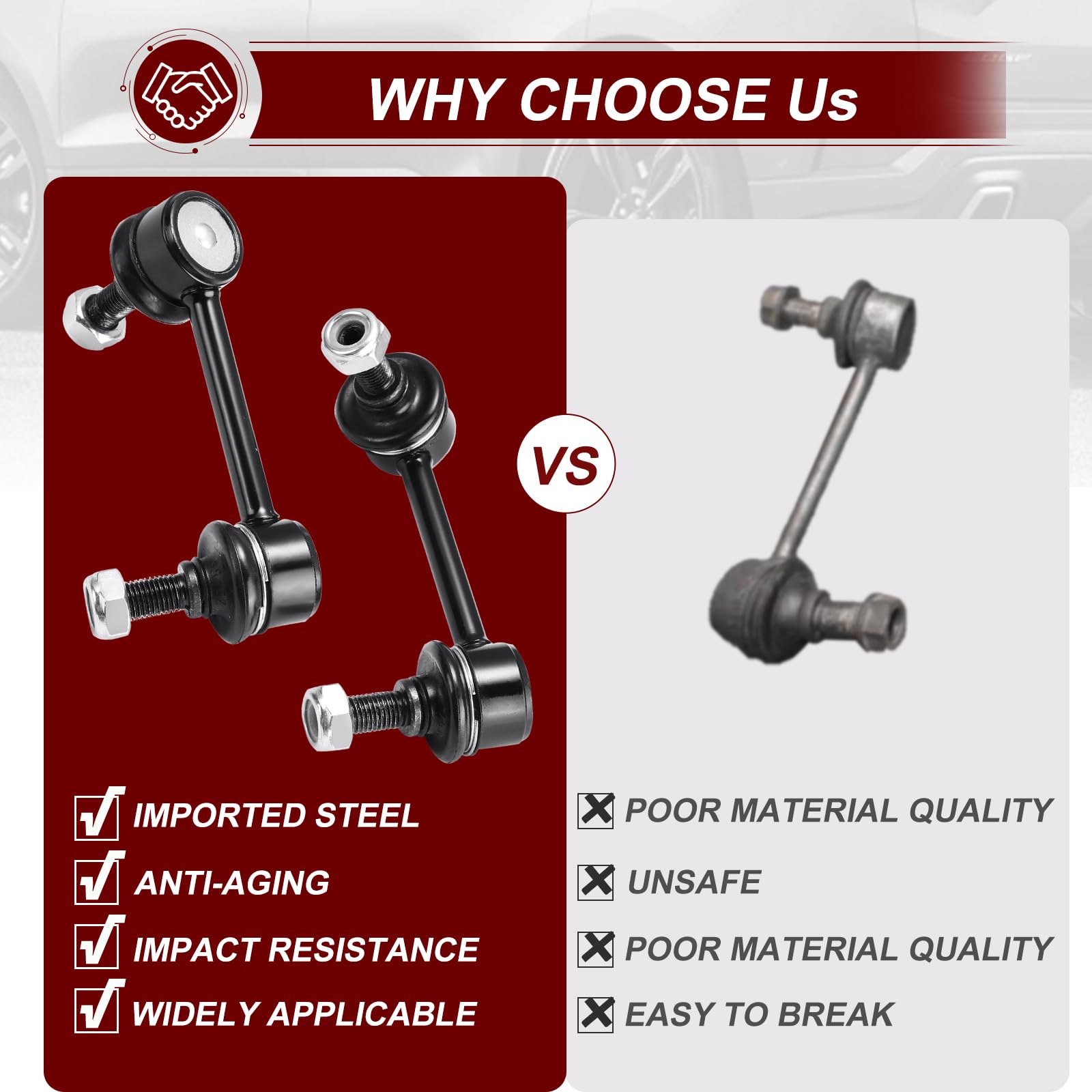 K80369 K80370 Sway Bar Links - Rear Stabilizer Bar End Links Compatible With 2002-2006 Honda Cr-V 4Wd & Fwd Replace# 52321S9A003